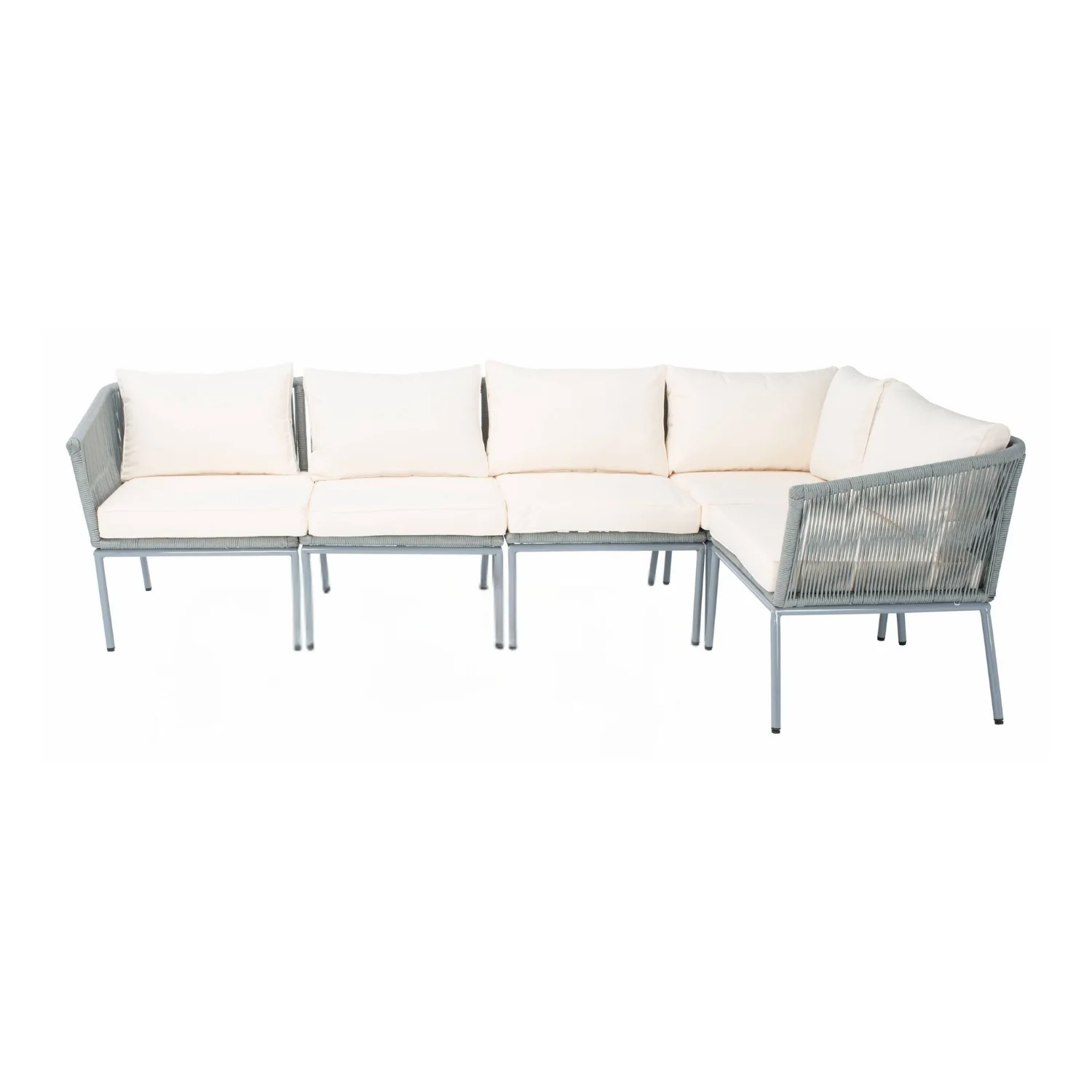 Outdoor Grey Rope L-Shape All Weather Sectional Sofa Set - Image 8