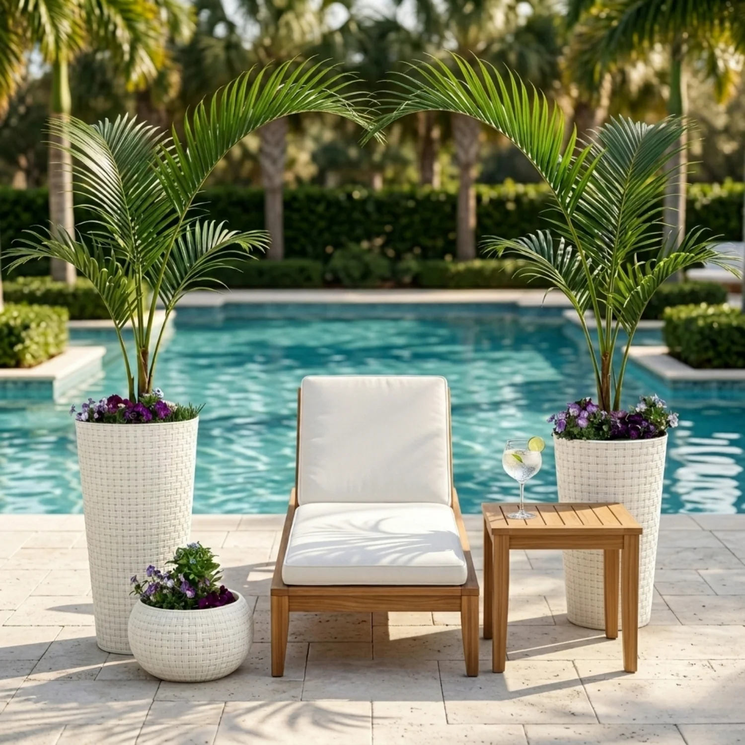 Outdoor Handwoven Rattan Wicker Planter Set of 3 (White) - Image 8