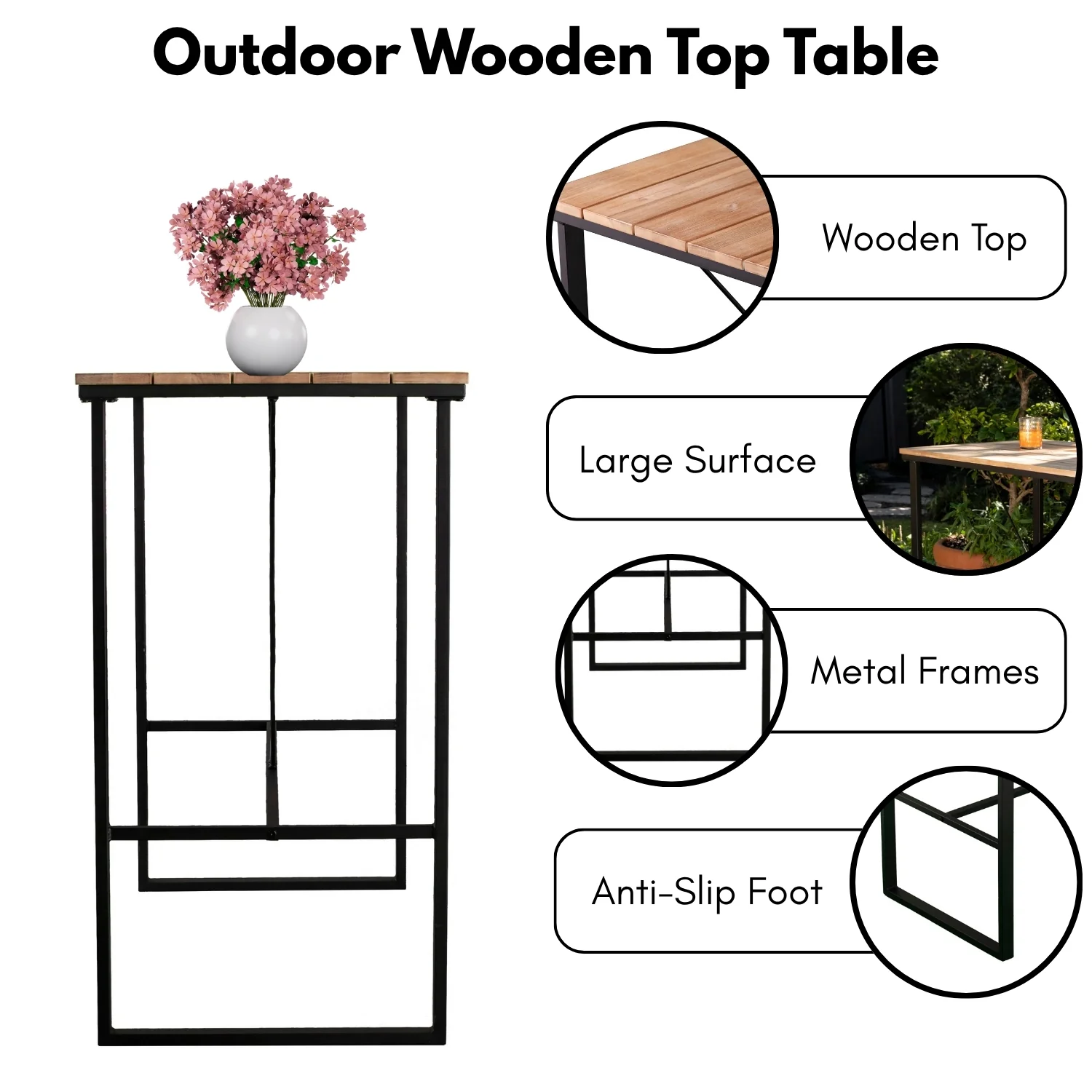 Outdoor Bar Table With Wooden Top - Image 4