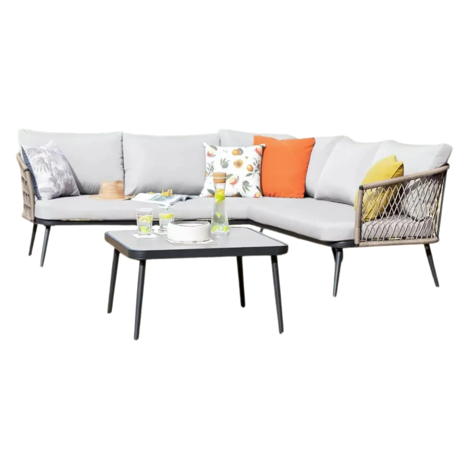Outdoor L-Shape All Weather Handwoven Rope Sofa Set - Image 10