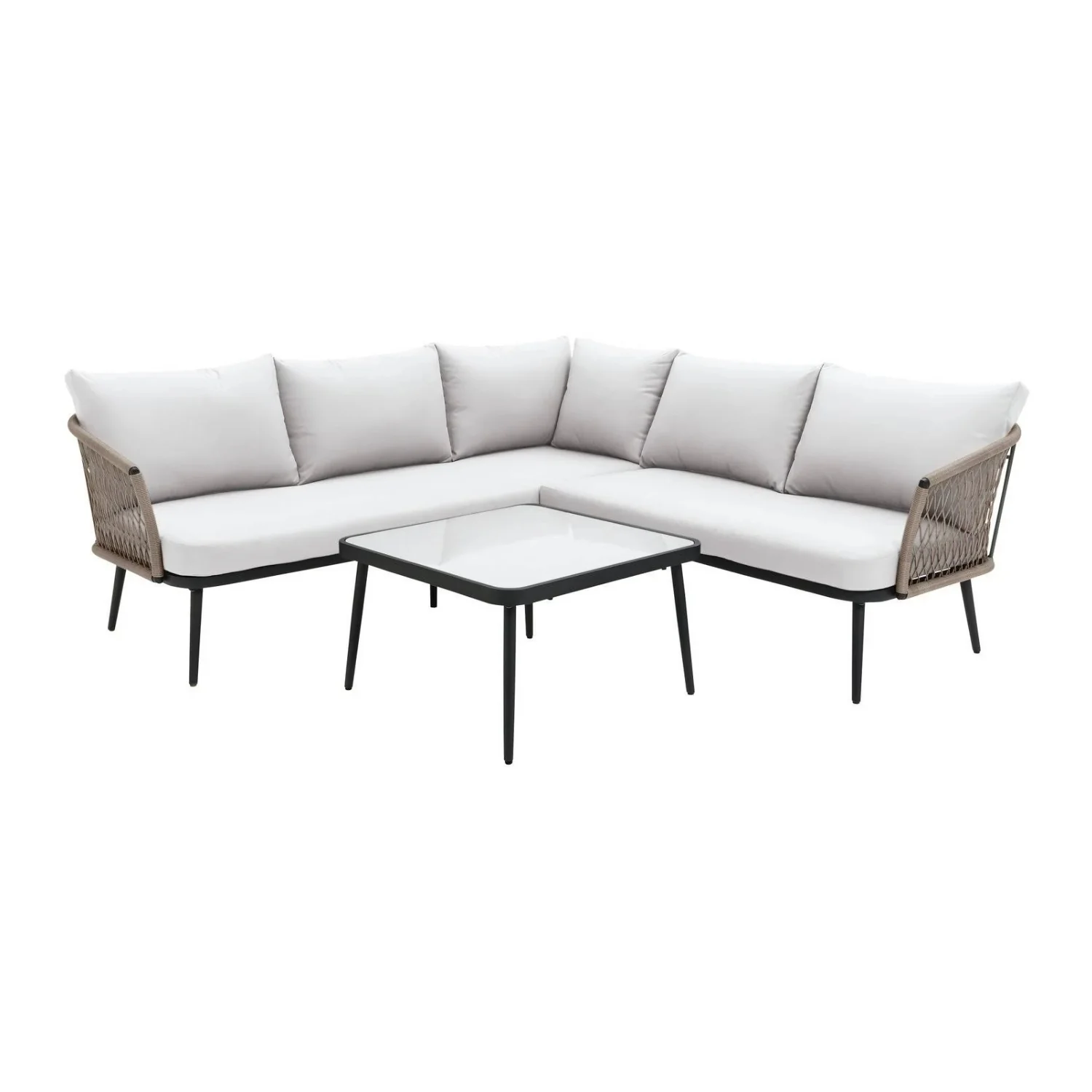 Outdoor L-Shape All Weather Handwoven Rope Sofa Set - Image 4