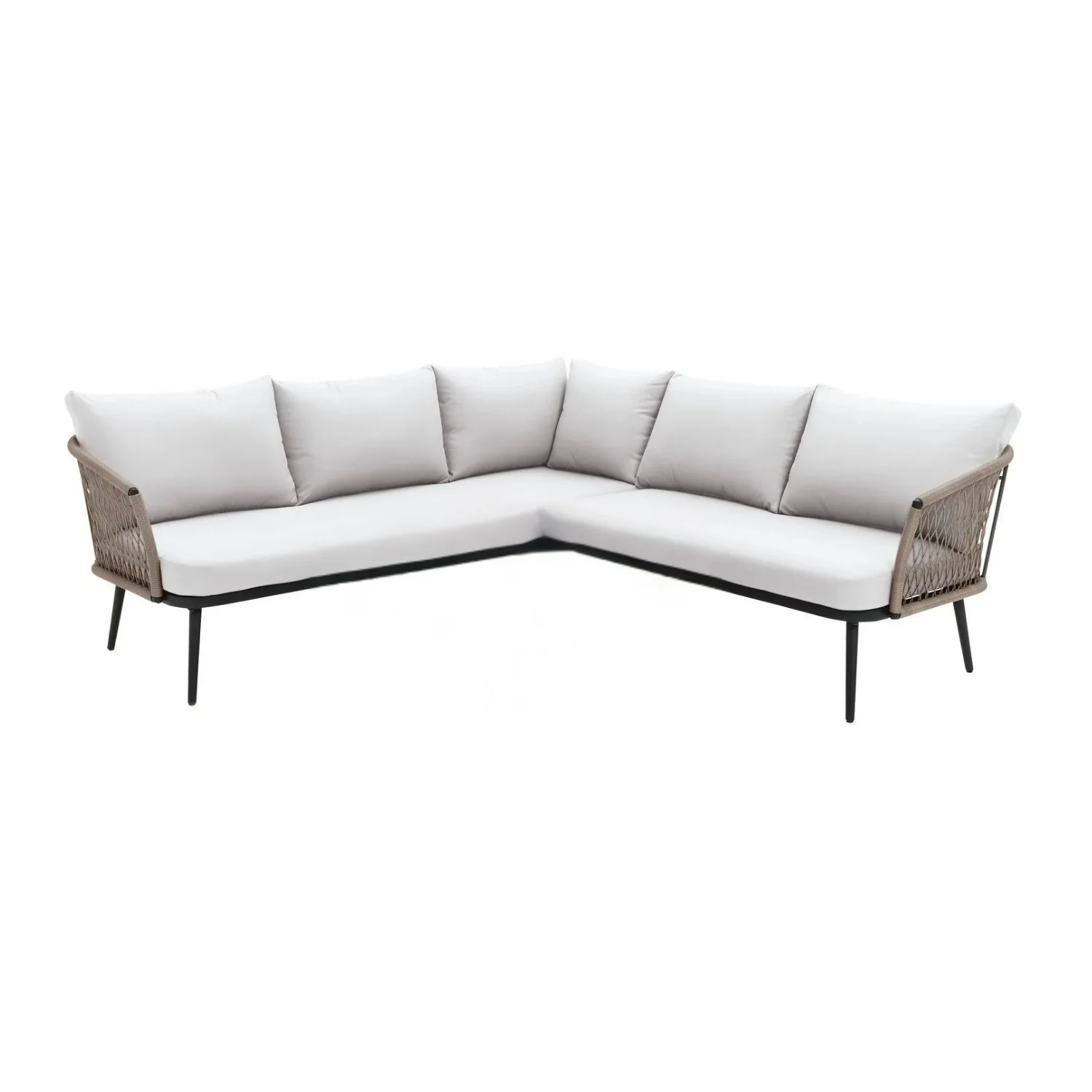 Outdoor L-Shape All Weather Handwoven Rope Sofa Set - Image 8