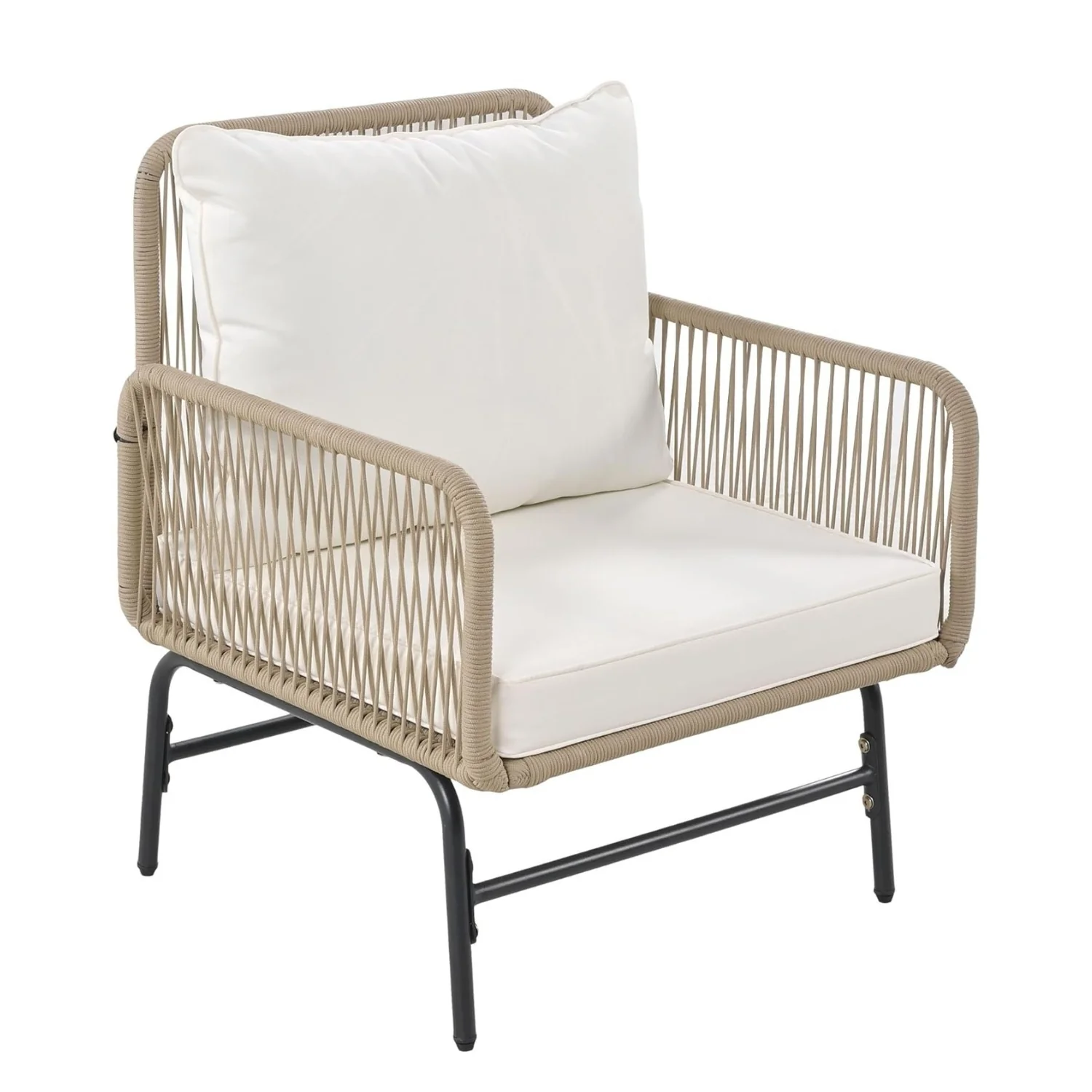 Outdoor L-Shape Rope Sofa Set (Beige & White) - Image 8