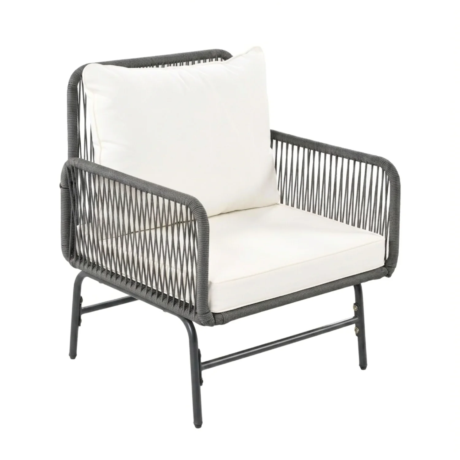 Outdoor L-Shape Rope Sofa Set (Grey & White) - Image 8