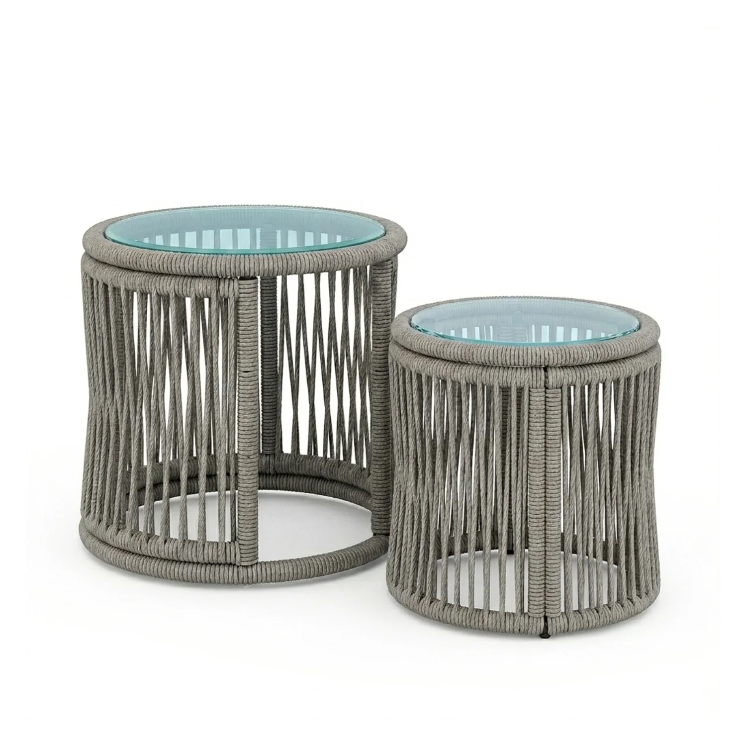 Outdoor L-Shape Rope Sofa Set (Grey & White) - Image 9