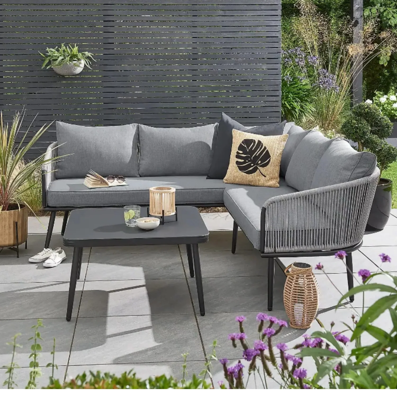 Outdoor Rope L-Shaped Conversation Sofa Set - Image 10