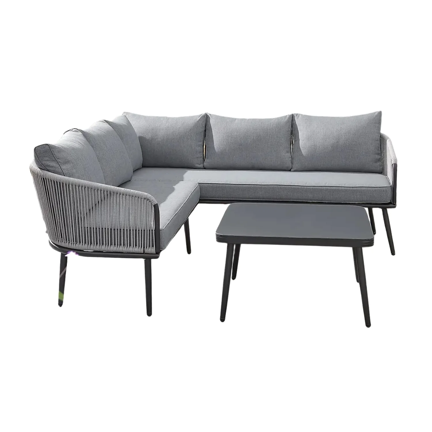 Outdoor Rope L-Shaped Conversation Sofa Set - Image 11
