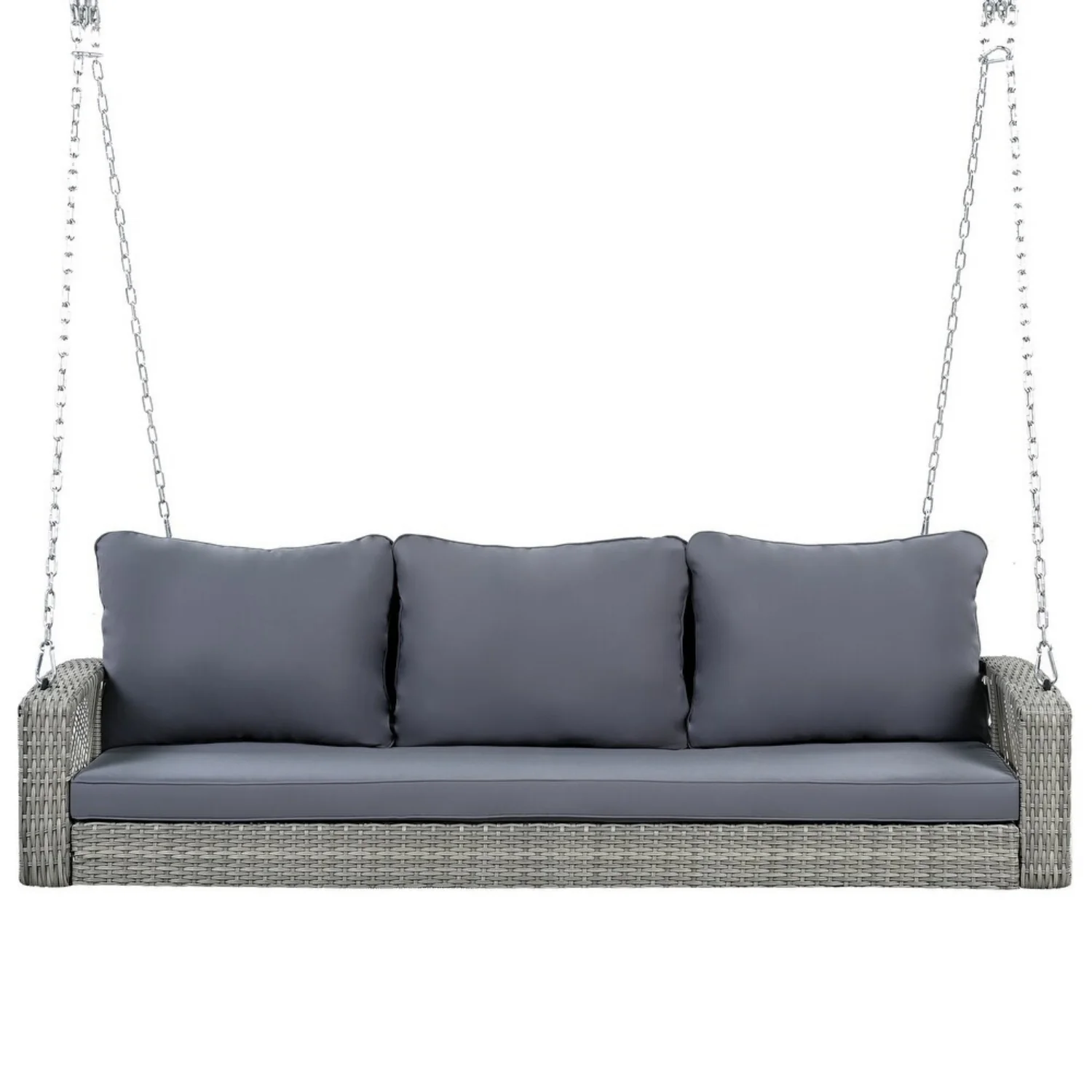 Outdoor Large HDPE Wicker 3-Person Porch Swing - Image 4