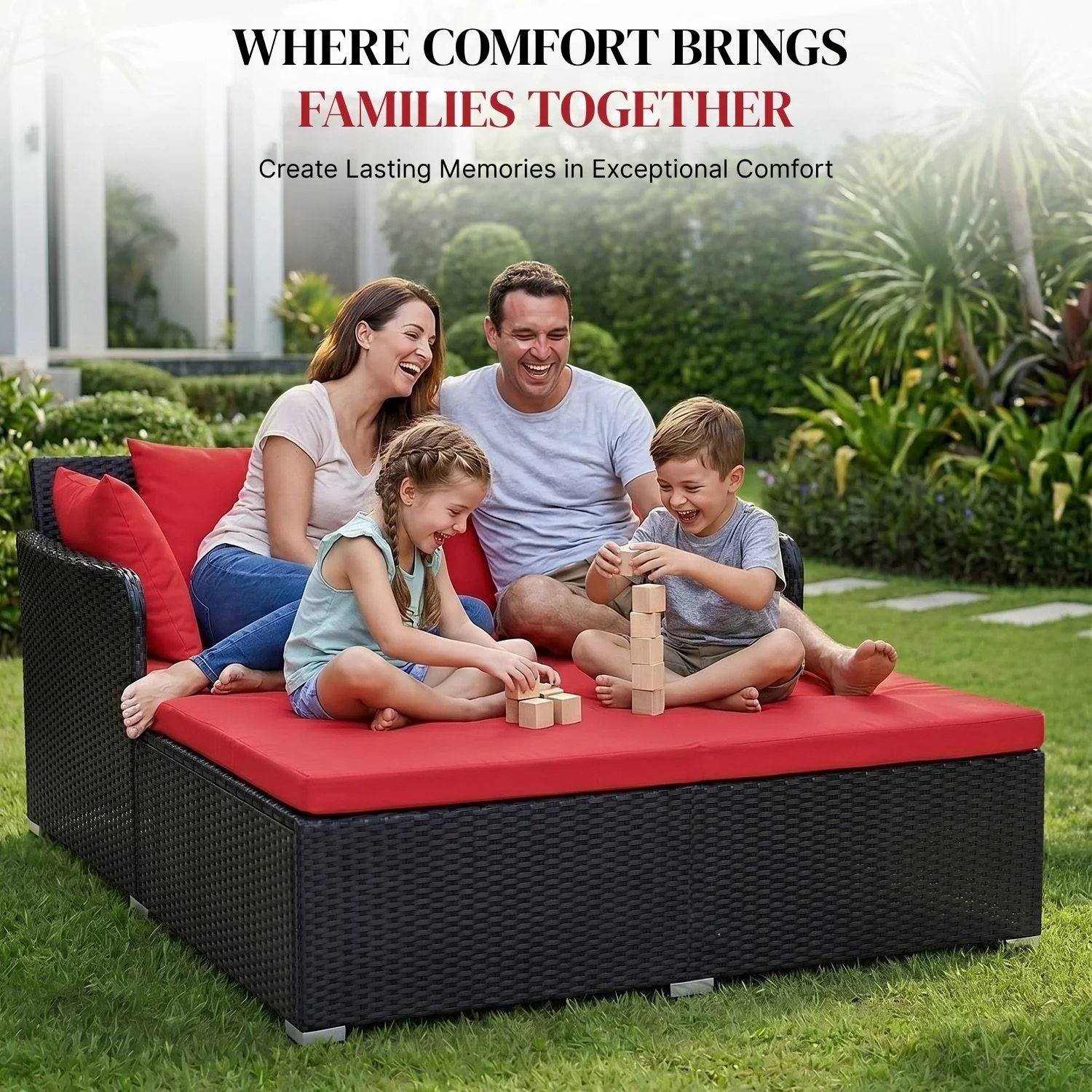 Outdoor Patio Double Seater Daybed For Garden, Poolside - Image 6