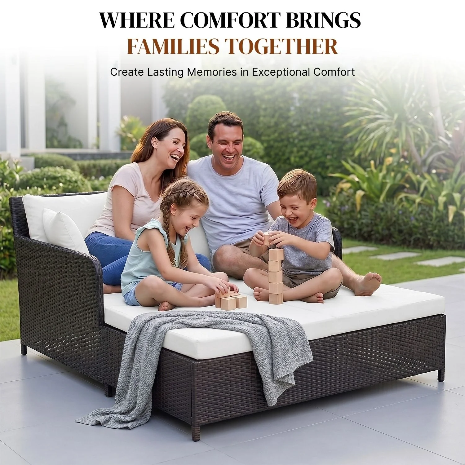 Outdoor Patio Double Seater Daybed For Garden, Poolside - Image 6