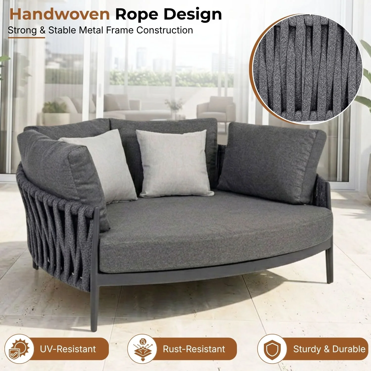 Outdoor Patio Rope Daybed for Garden - Image 3