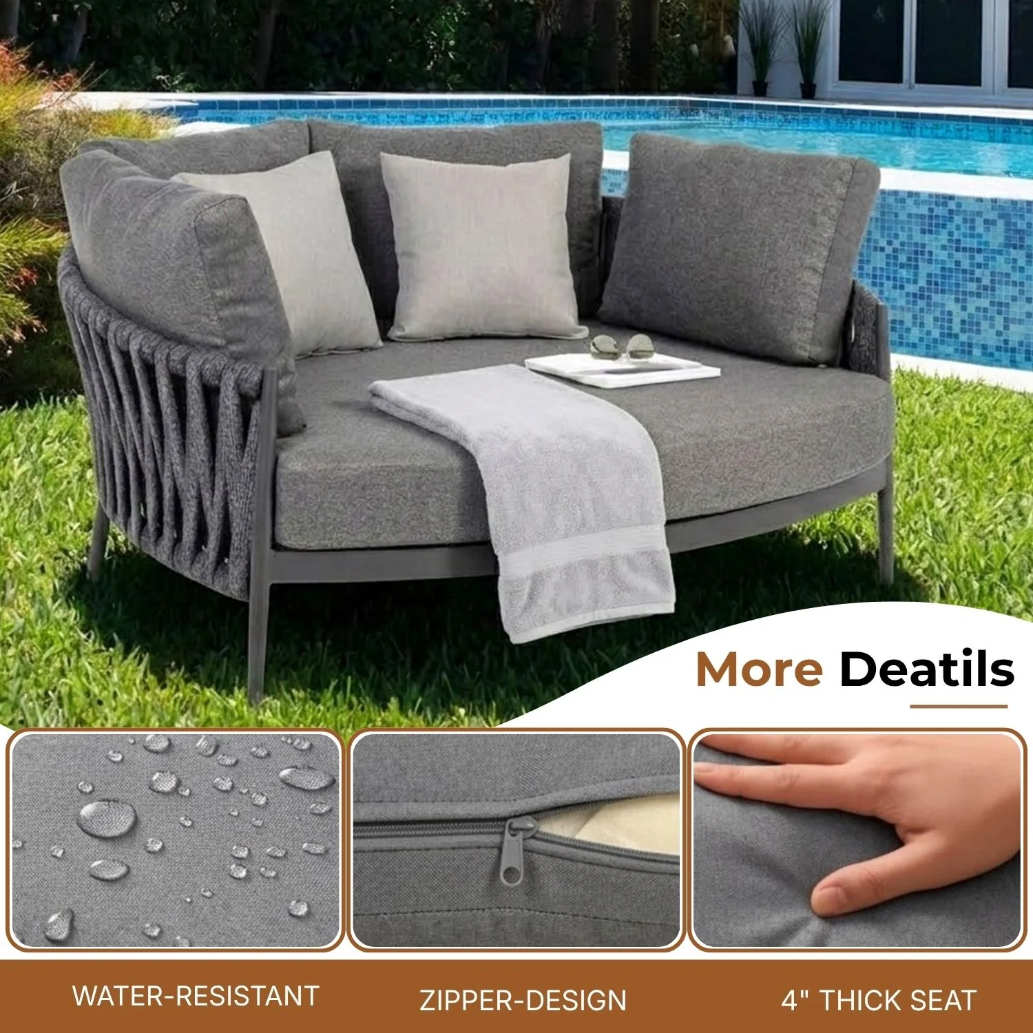 Outdoor Patio Rope Daybed for Garden - Image 4