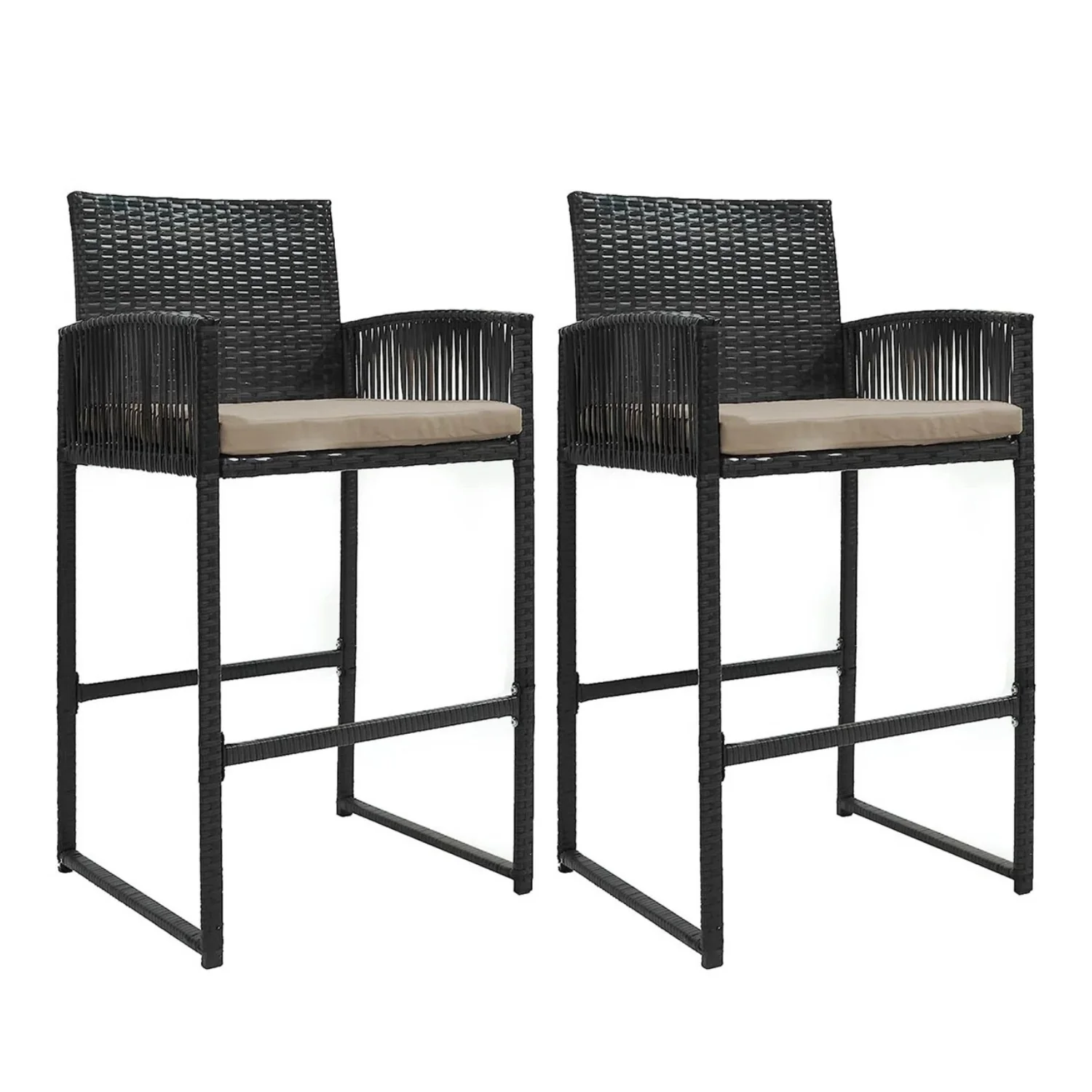 Outdoor Rattan Wicker 2-Piece Bar Chairs - Image 4