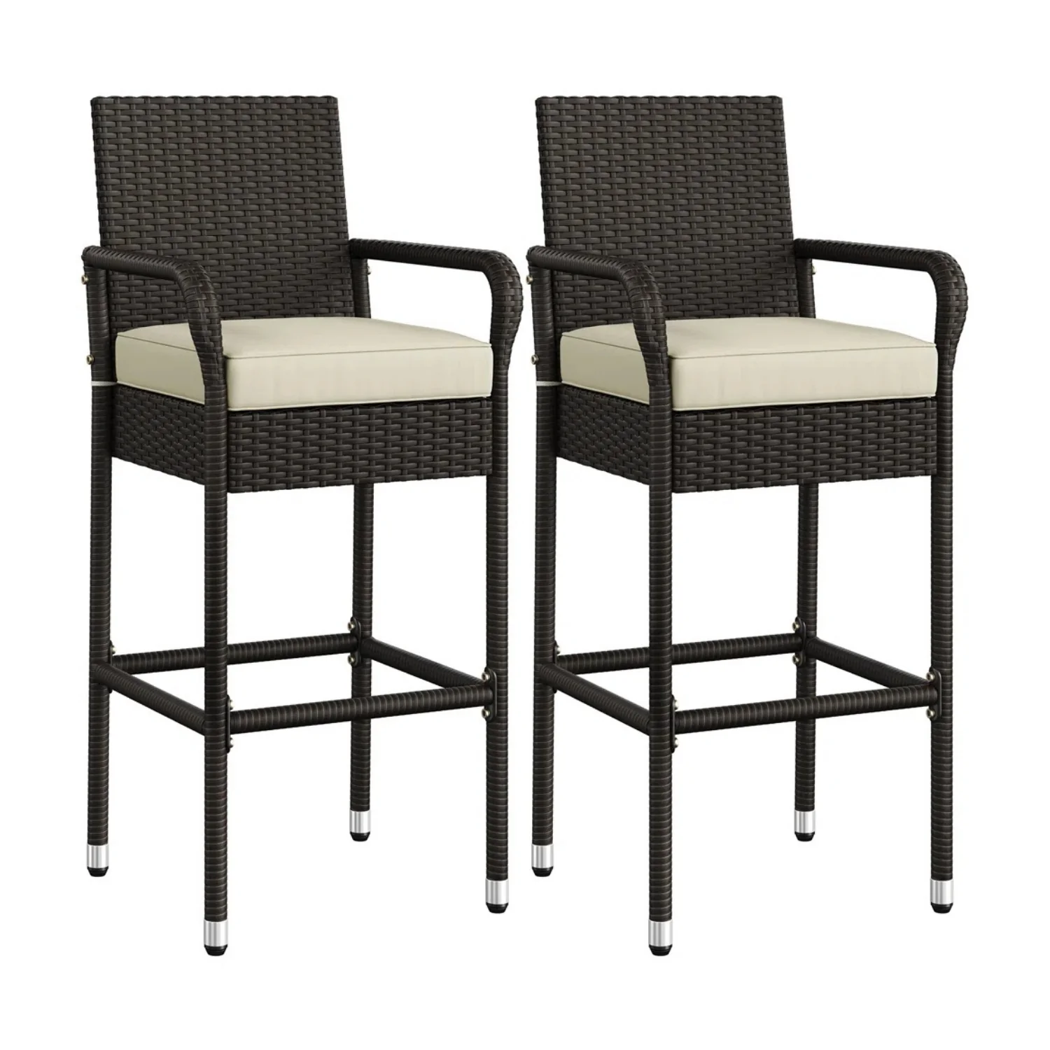 Outdoor Rattan Wicker 2-Piece Bar Chairs - Image 3