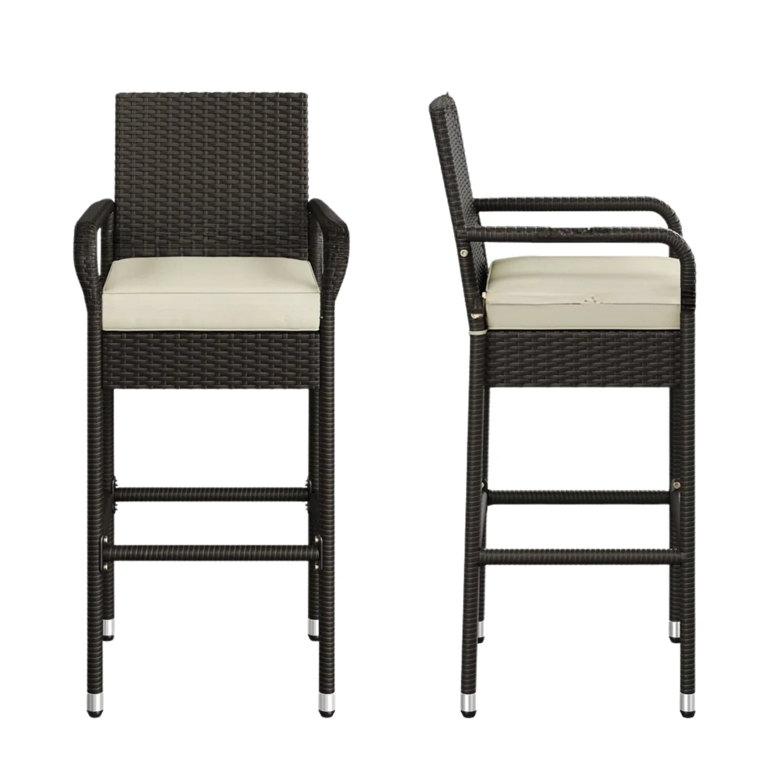 Outdoor Rattan Wicker 2-Piece Bar Chairs - Image 6