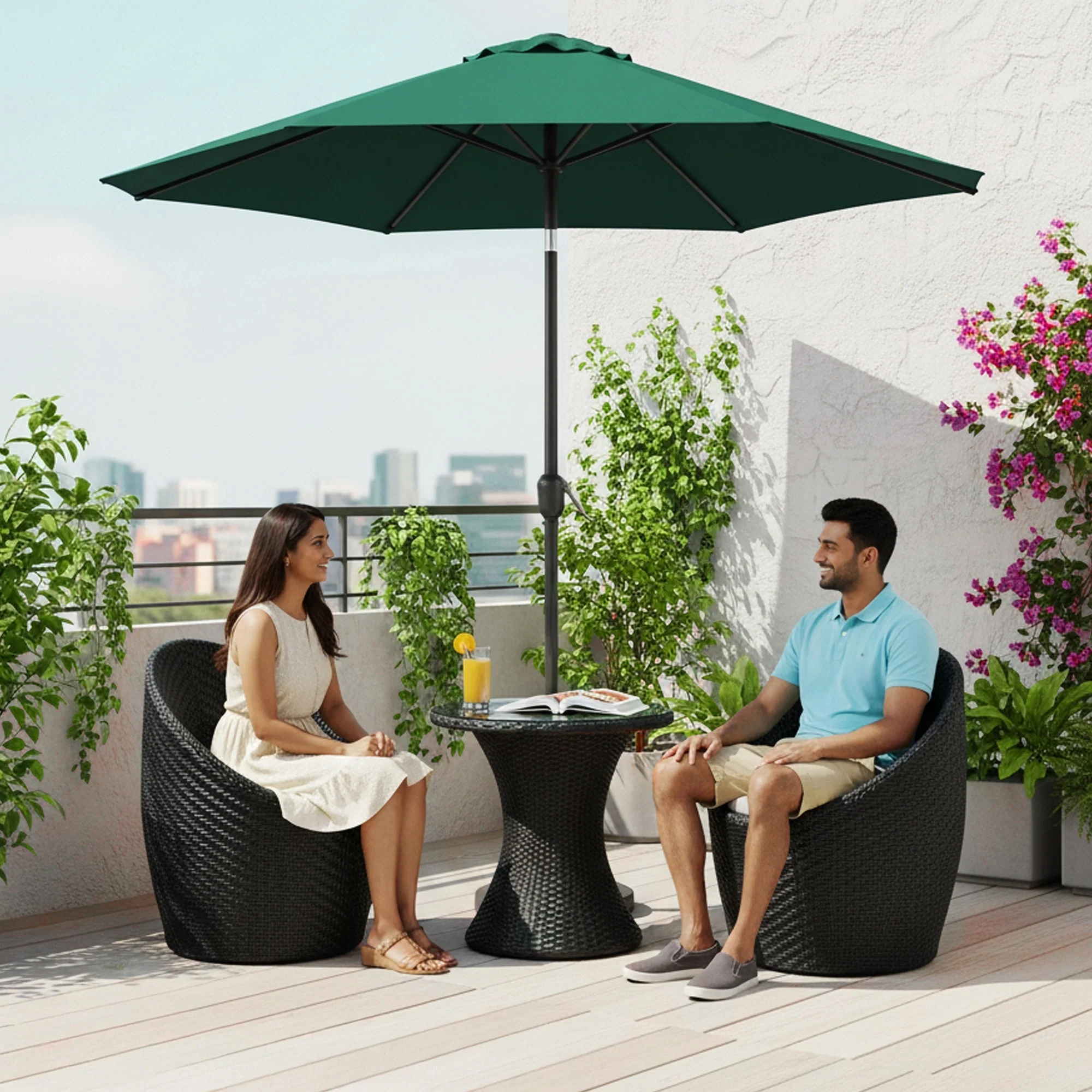 Outdoor Rattan Wicker 3-Piece Conversation Set - Image 8