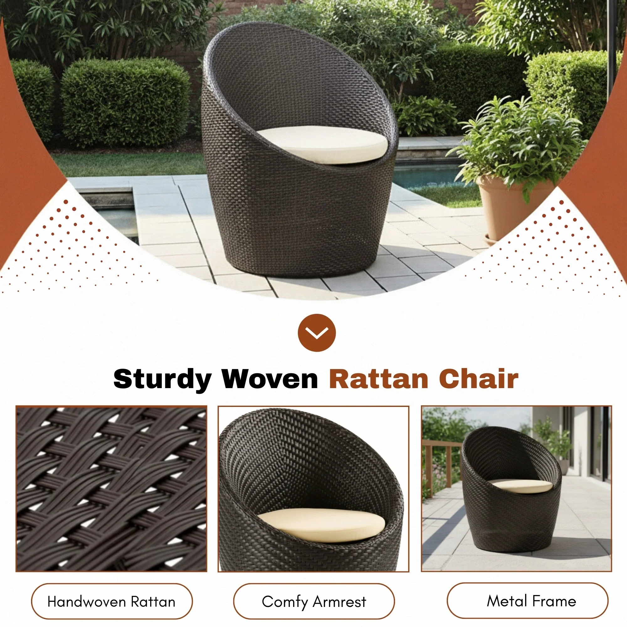 Outdoor Rattan Wicker 3-Piece Conversation Set - Image 6