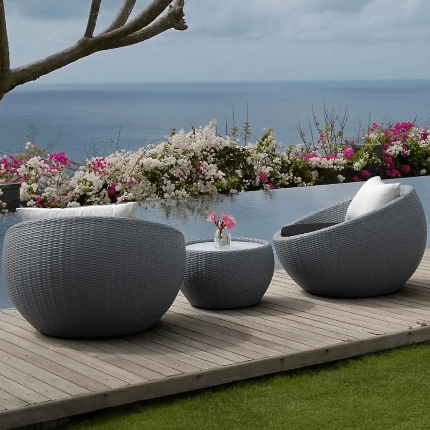 Outdoor Rattan Wicker 3-Piece Conversation Set - Image 12