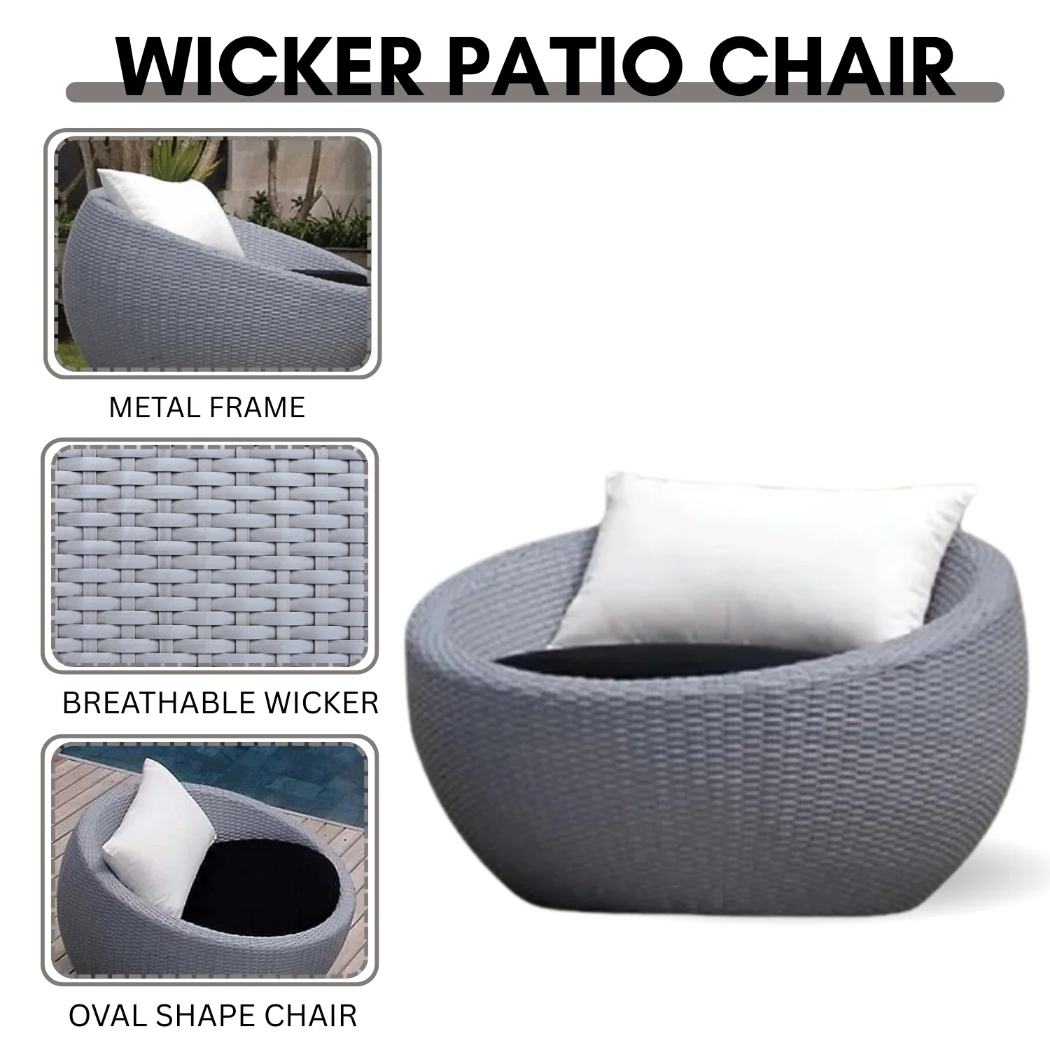 Outdoor Rattan Wicker 3-Piece Conversation Set - Image 6