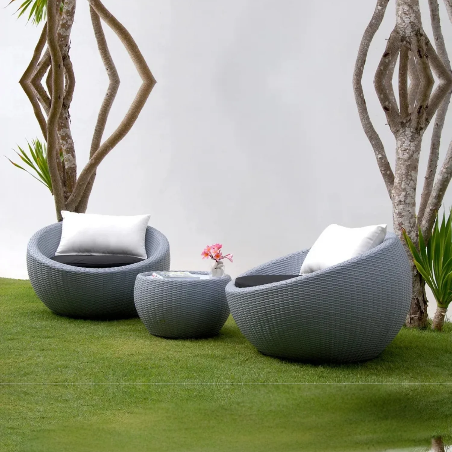 Outdoor Rattan Wicker 3-Piece Conversation Set - Image 9