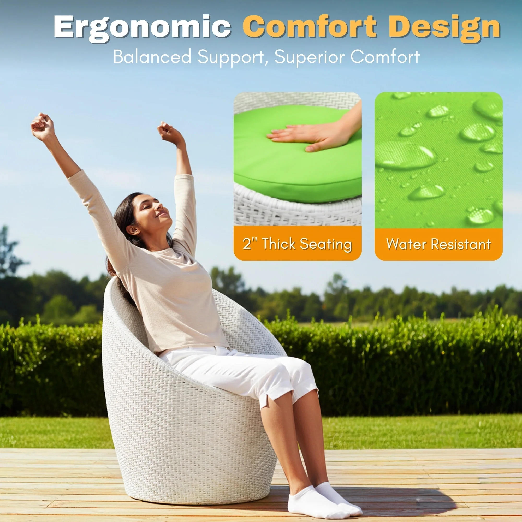 Outdoor Rattan Wicker 3-Piece Conversation Set - Image 5