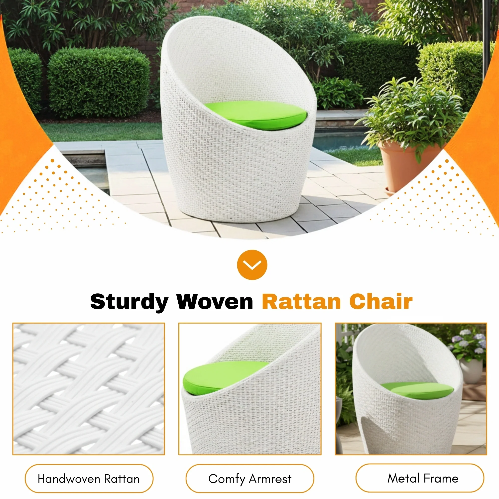 Outdoor Rattan Wicker 3-Piece Conversation Set - Image 6