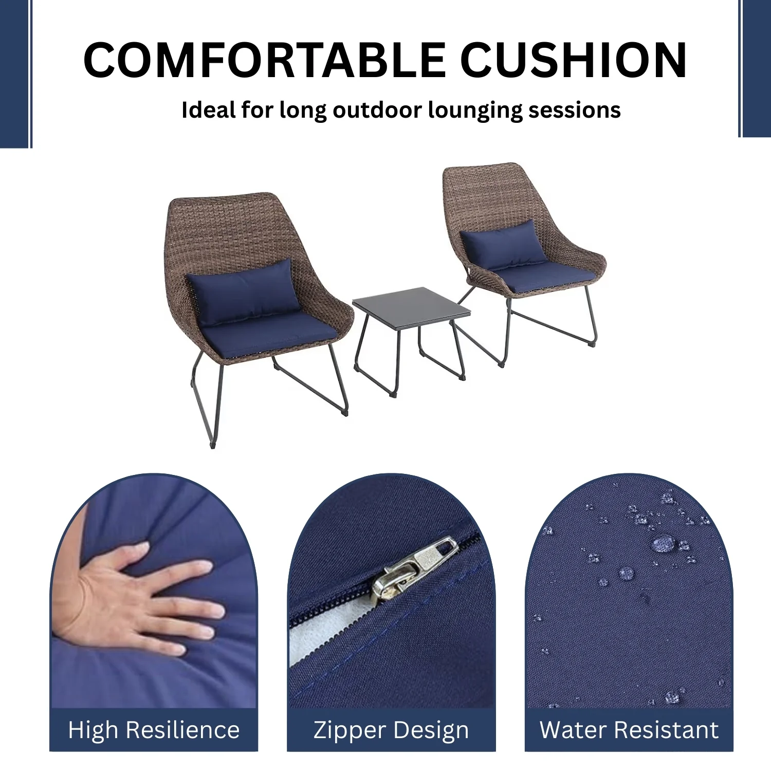 Outdoor Rattan Wicker 3-Piece Patio Set - Image 7