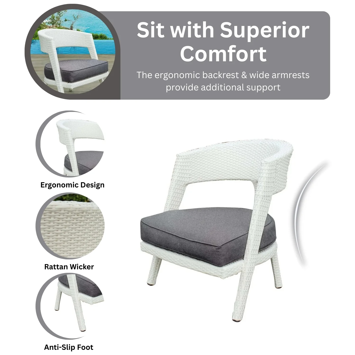 Outdoor Rattan Wicker 3-Piece Patio Set - Image 6