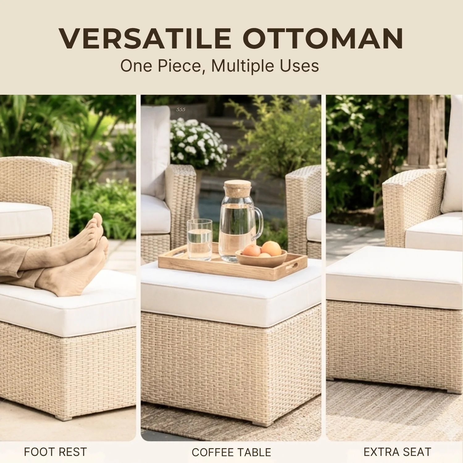 Outdoor Rattan Wicker 4-Piece Patio Sofa Set - Image 6