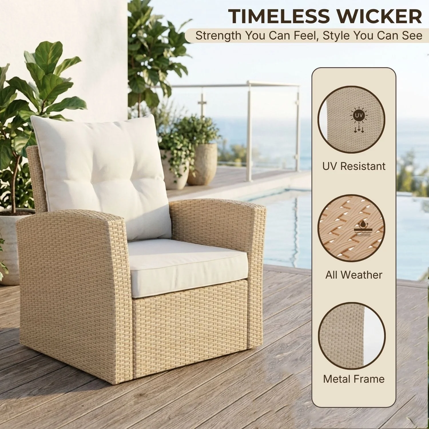 Outdoor Rattan Wicker 4-Piece Patio Sofa Set - Image 7