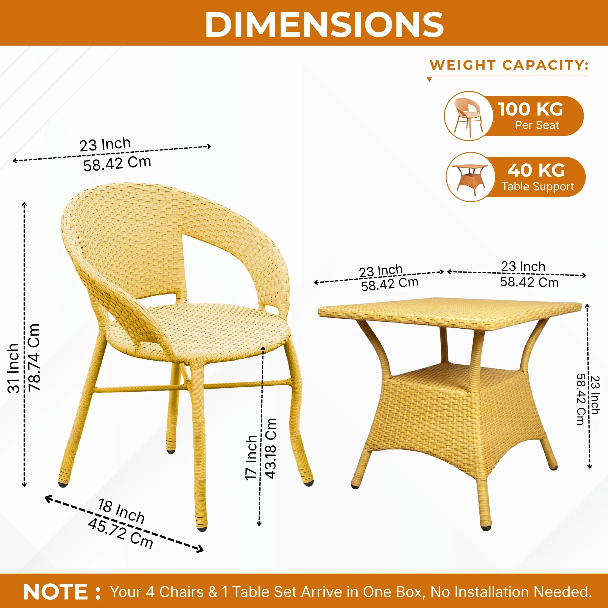 Outdoor Rattan Wicker 5-Piece Patio Furniture Set (Beige) - Image 2