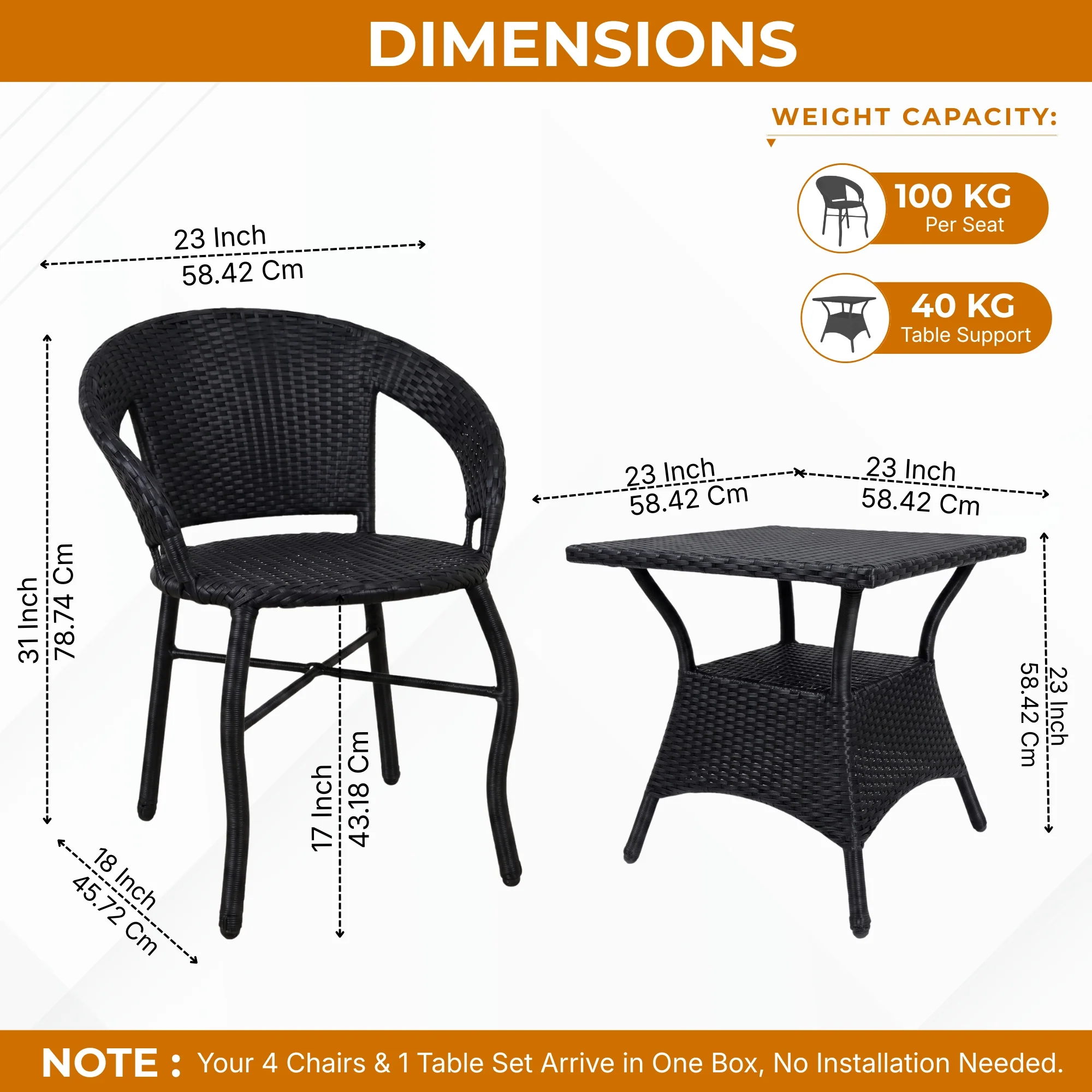 Outdoor Rattan Wicker 5-Piece Patio Furniture Set (Black) - Image 2