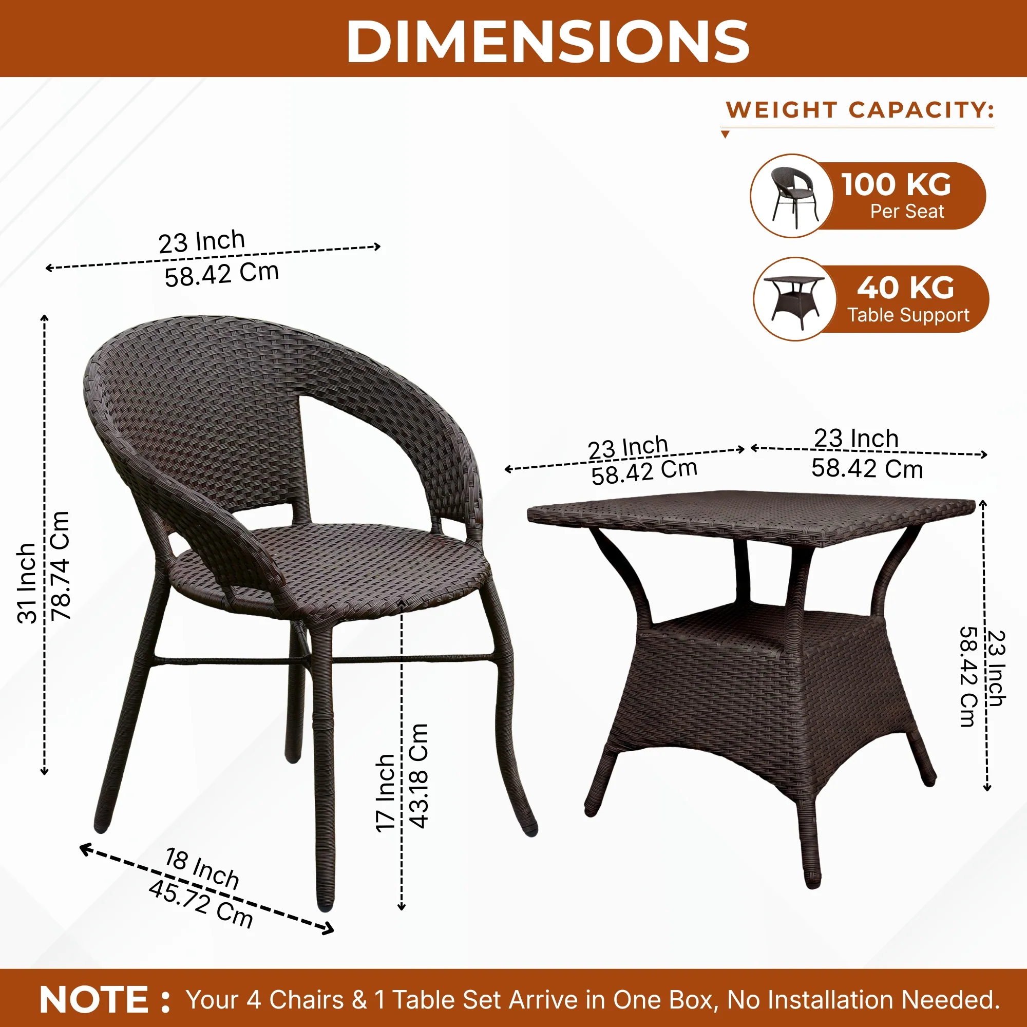 Outdoor Rattan Wicker 5-Piece Patio Furniture Set (Dark Brown) - Image 2