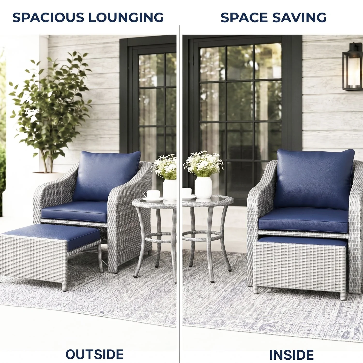 Outdoor Rattan Wicker 5 Piece Patio Sofa Set - Image 5