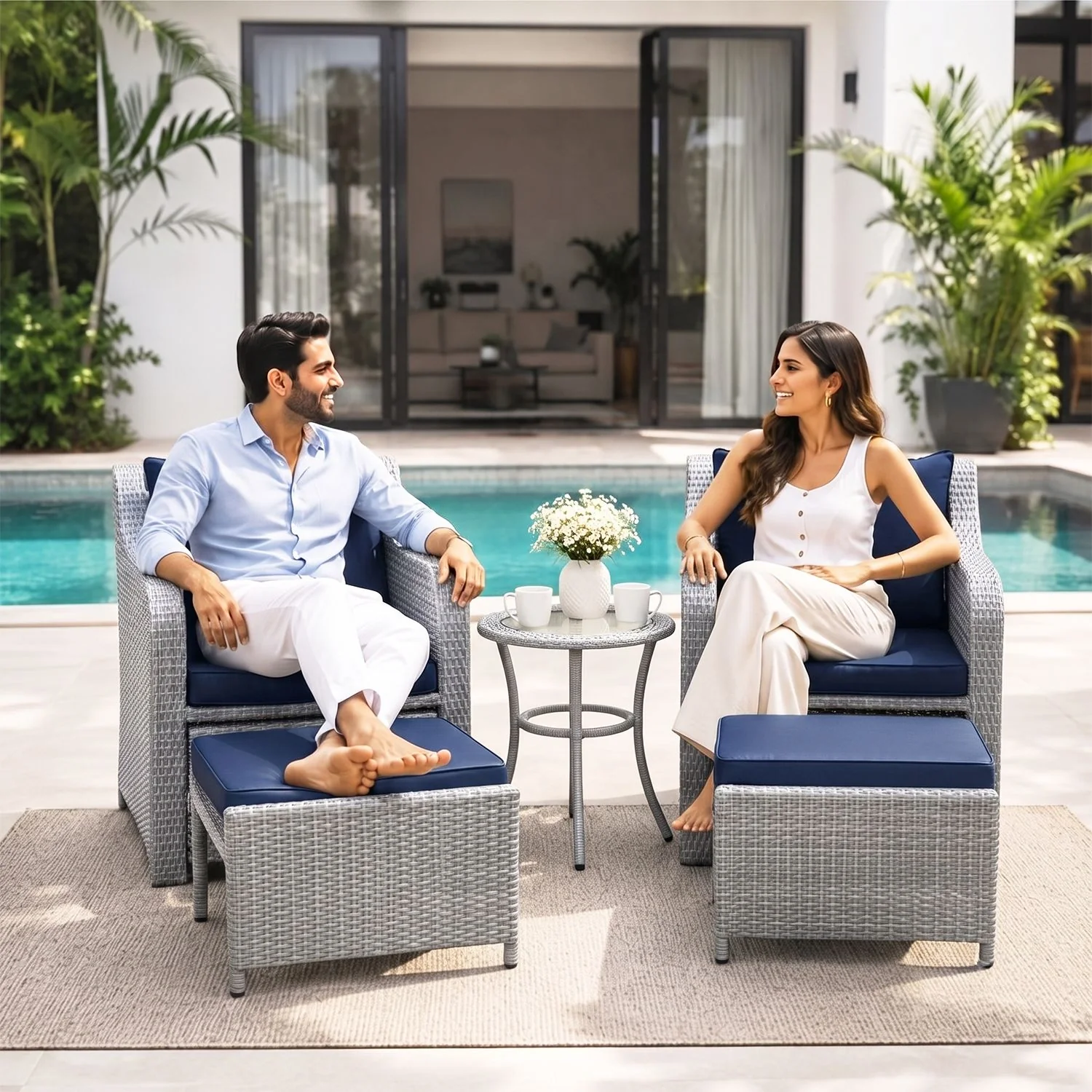 Outdoor Rattan Wicker 5 Piece Patio Sofa Set - Image 9