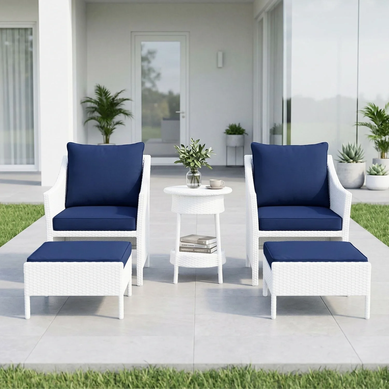 Outdoor Rattan Wicker 5 Piece Patio Sofa Set - Image 2