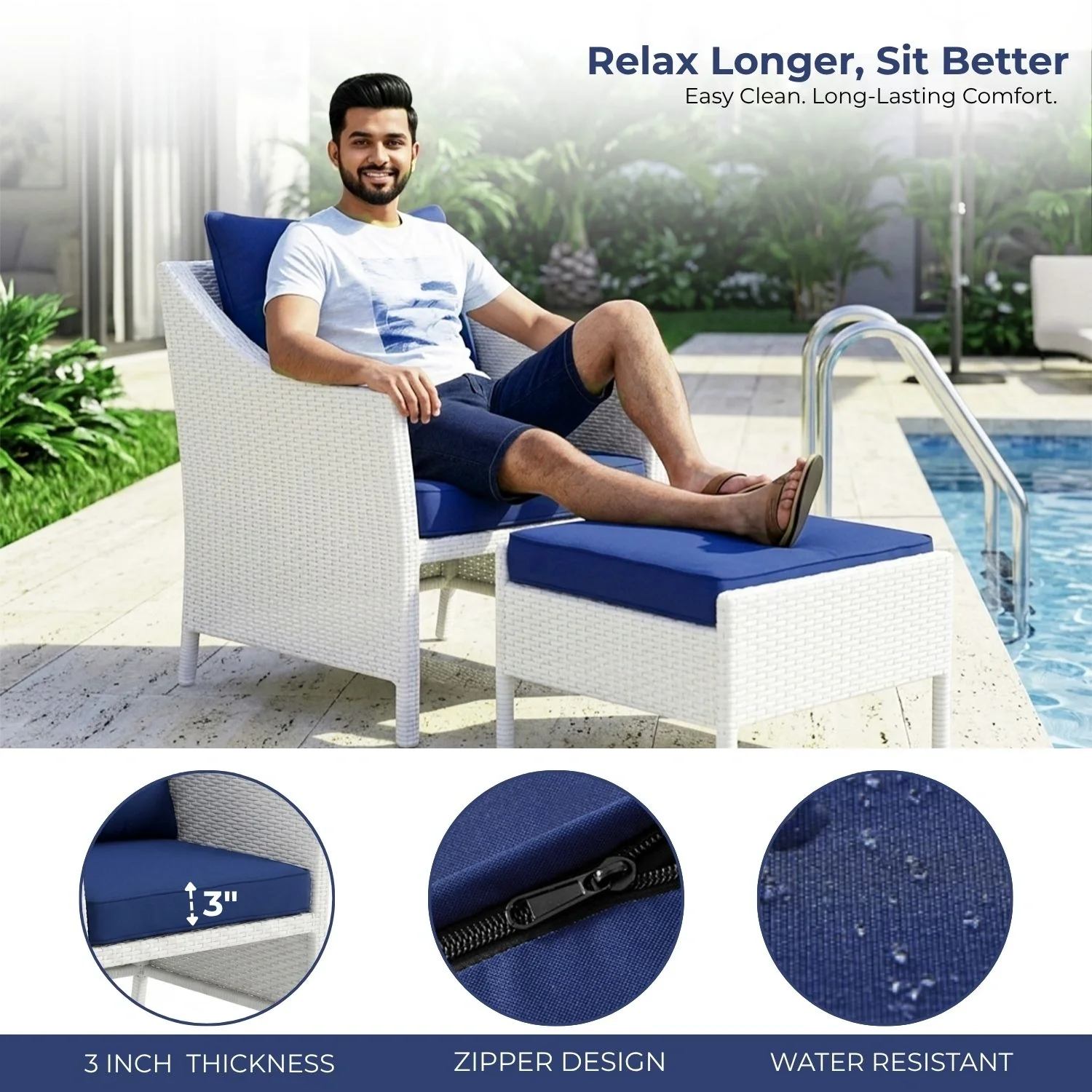Outdoor Rattan Wicker 5 Piece Patio Sofa Set - Image 4