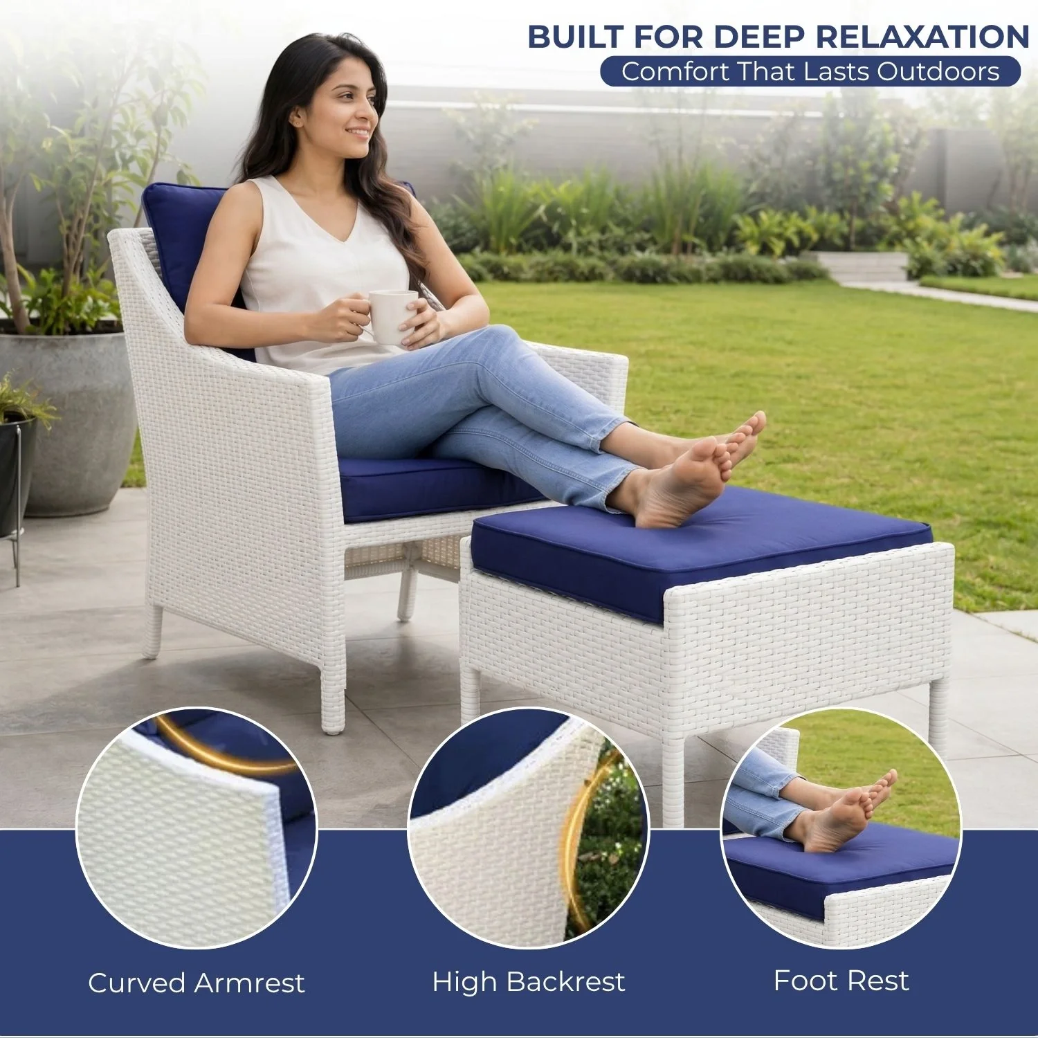 Outdoor Rattan Wicker 5 Piece Patio Sofa Set - Image 6