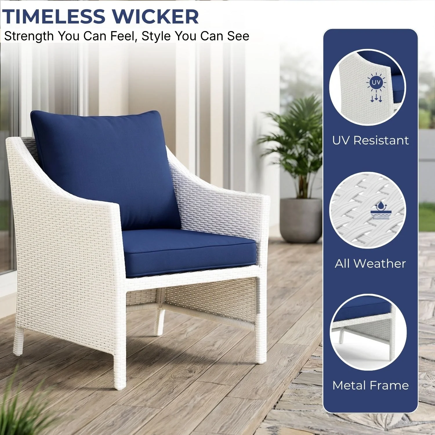 Outdoor Rattan Wicker 5 Piece Patio Sofa Set - Image 7