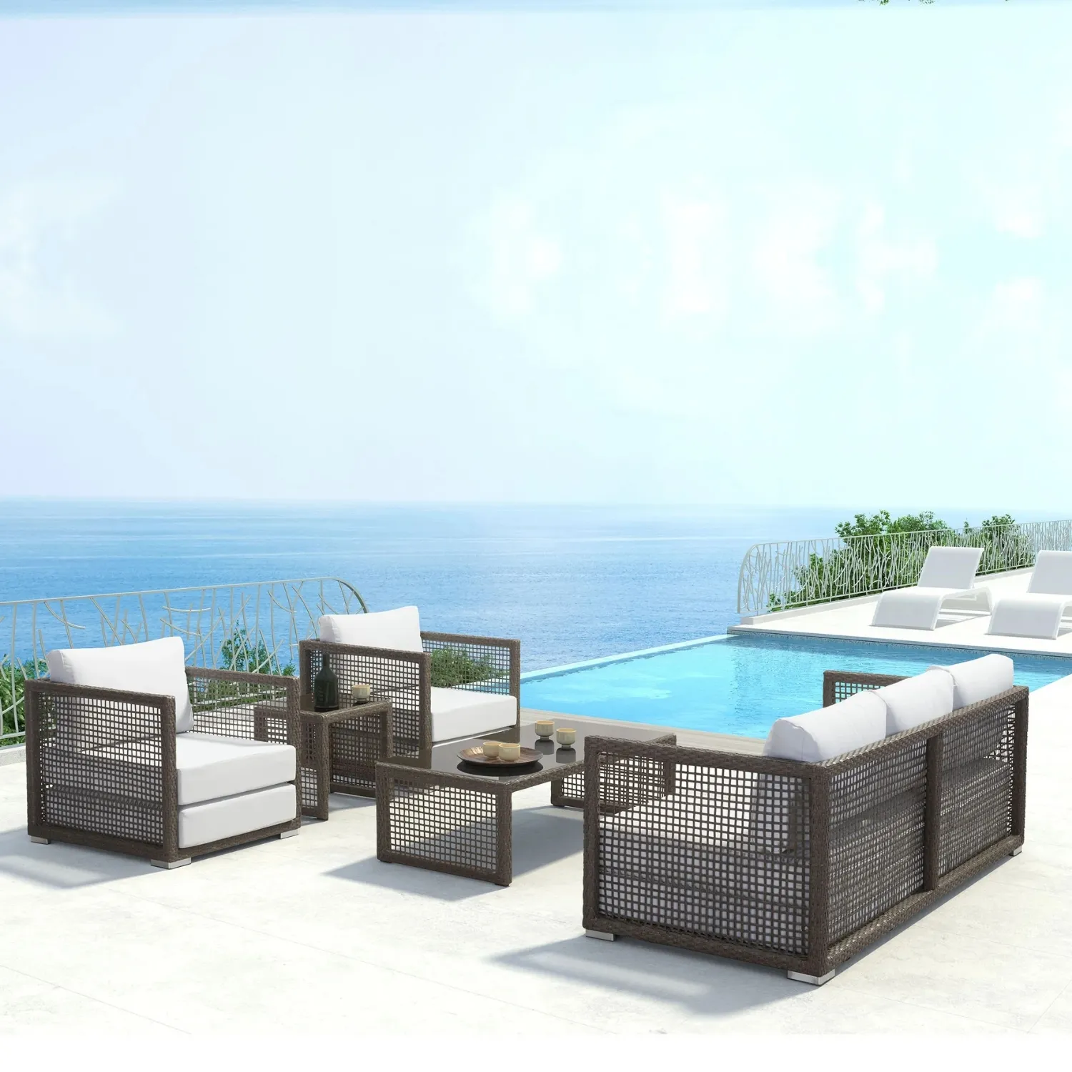 Outdoor Rattan Wicker 5-Seater Sofa Set - Image 9