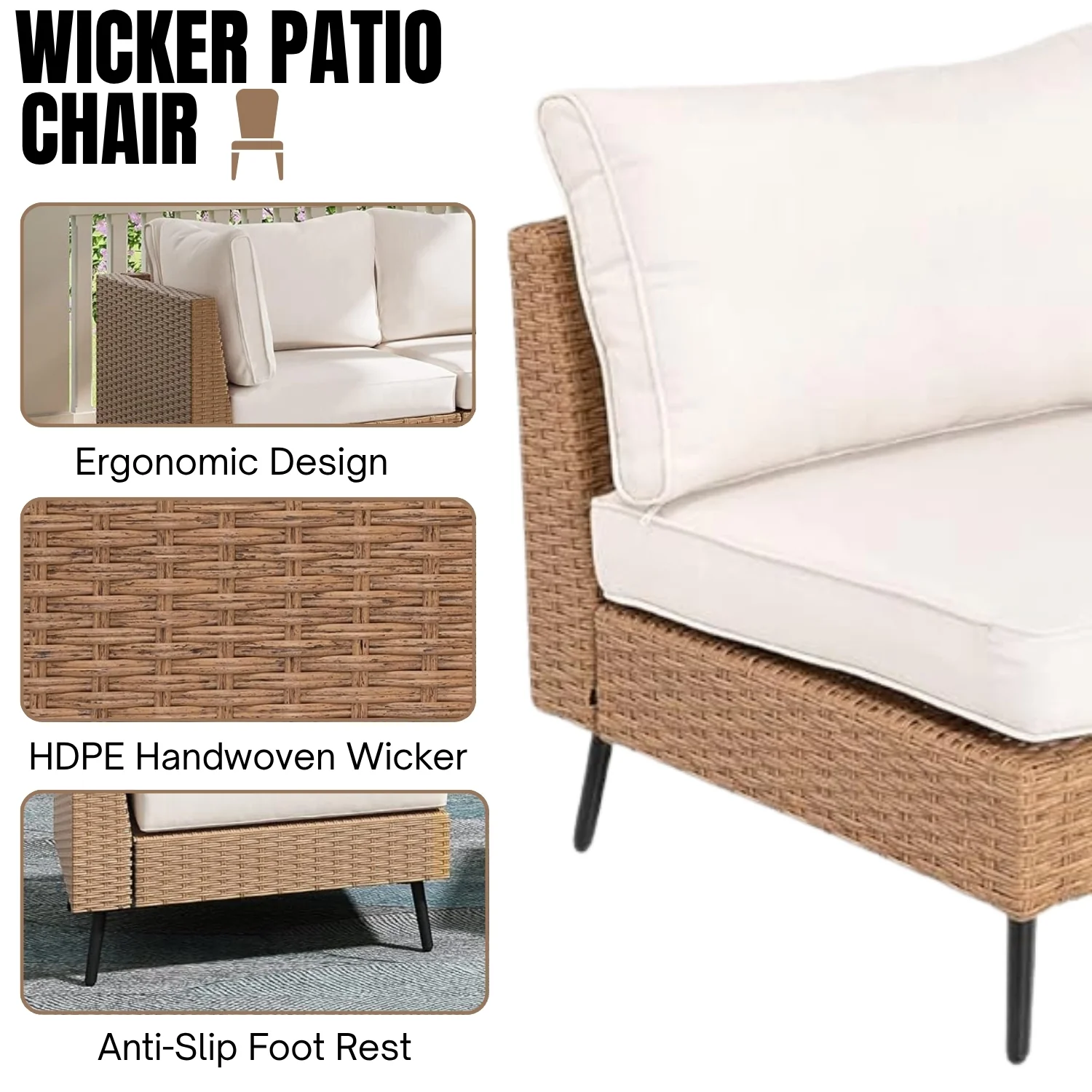 Outdoor Rattan Wicker 6-Seater Sofa Set - Image 5