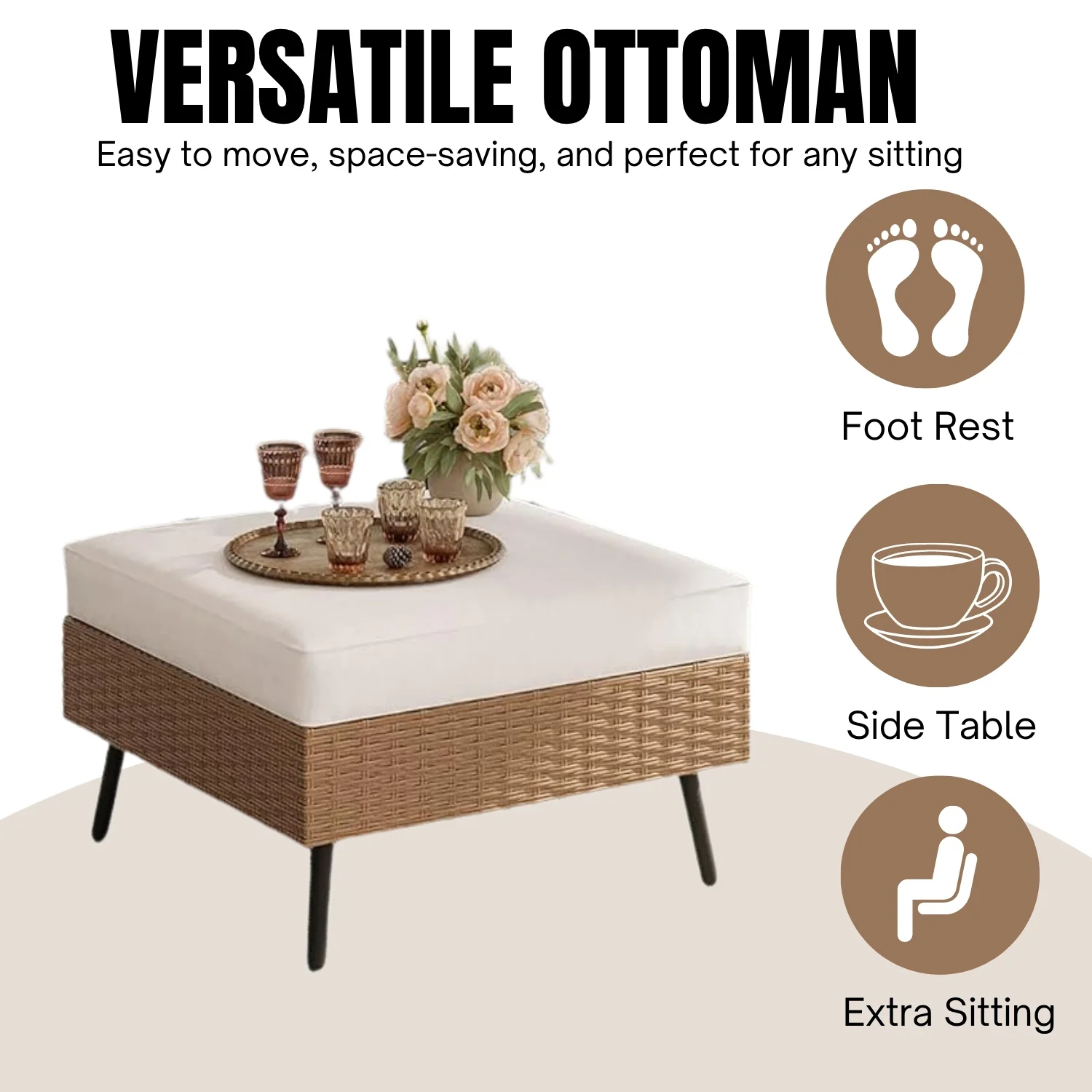 Outdoor Rattan Wicker 6-Seater Sofa Set - Image 7
