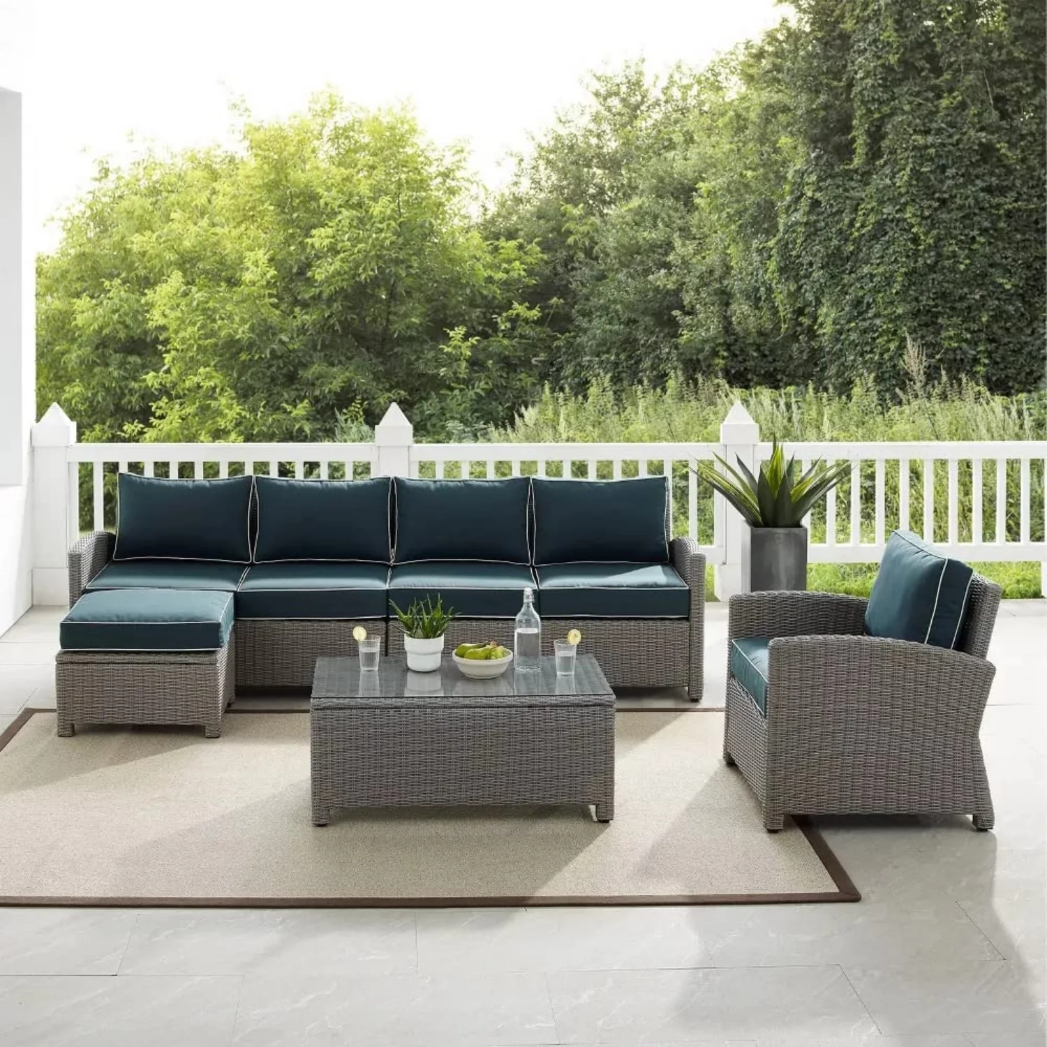 Outdoor Rattan Wicker 6-Seater Sofa Set - Image 10