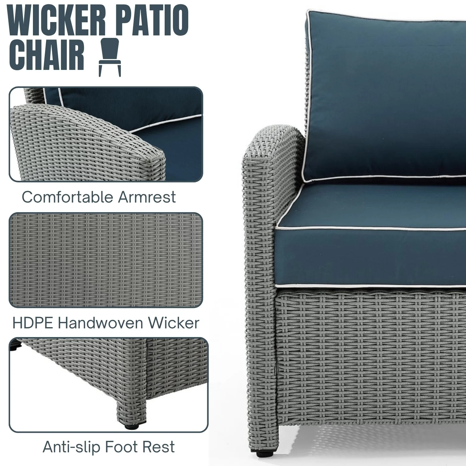 Outdoor Rattan Wicker 6-Seater Sofa Set - Image 6