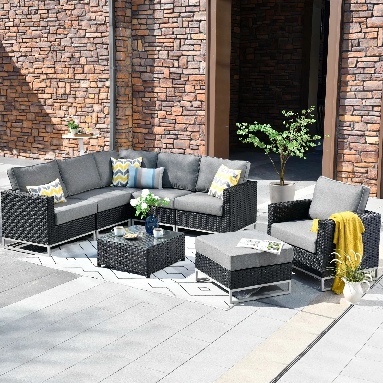 Outdoor Rattan Wicker 7-Seater Sofa Set