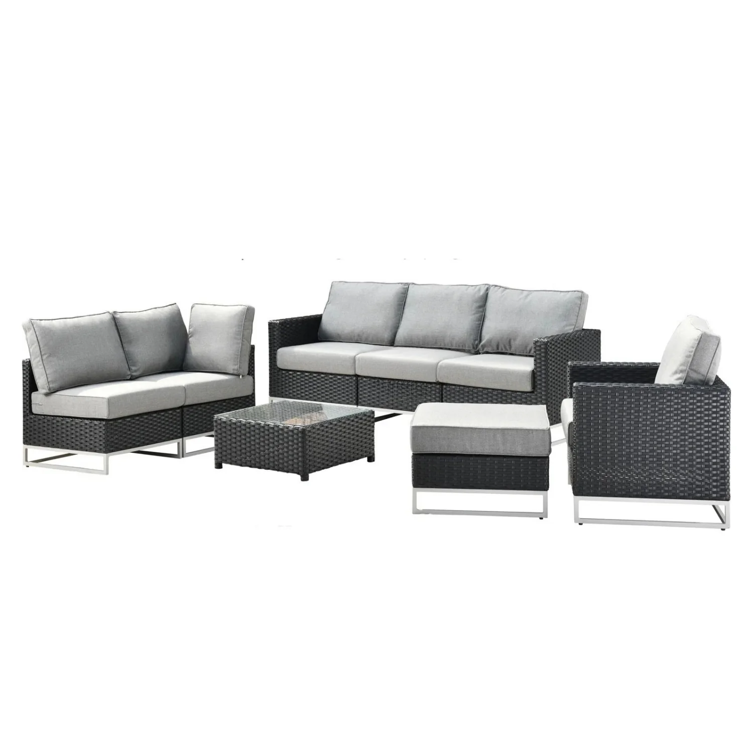 Outdoor Rattan Wicker 7-Seater Sofa Set - Image 13