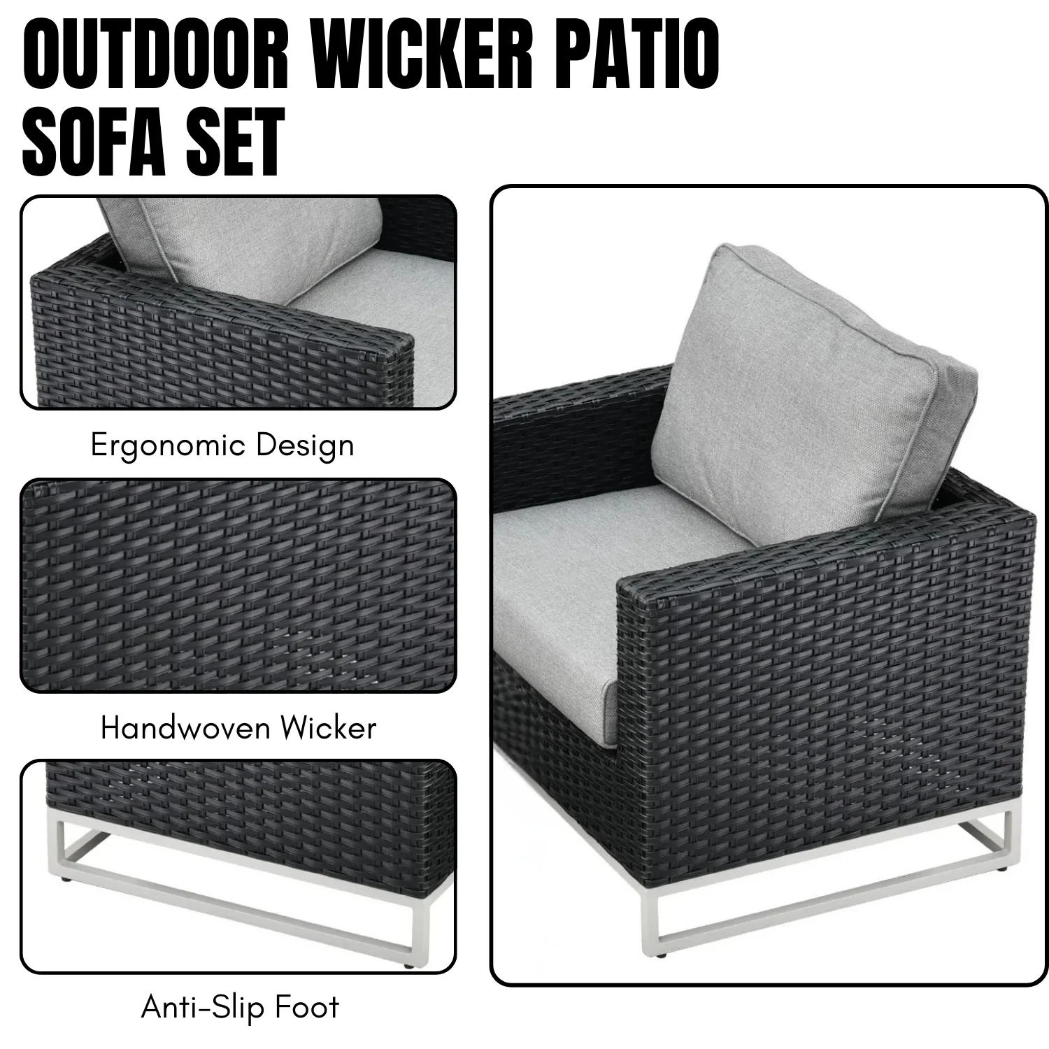 Outdoor Rattan Wicker 7-Seater Sofa Set - Image 6