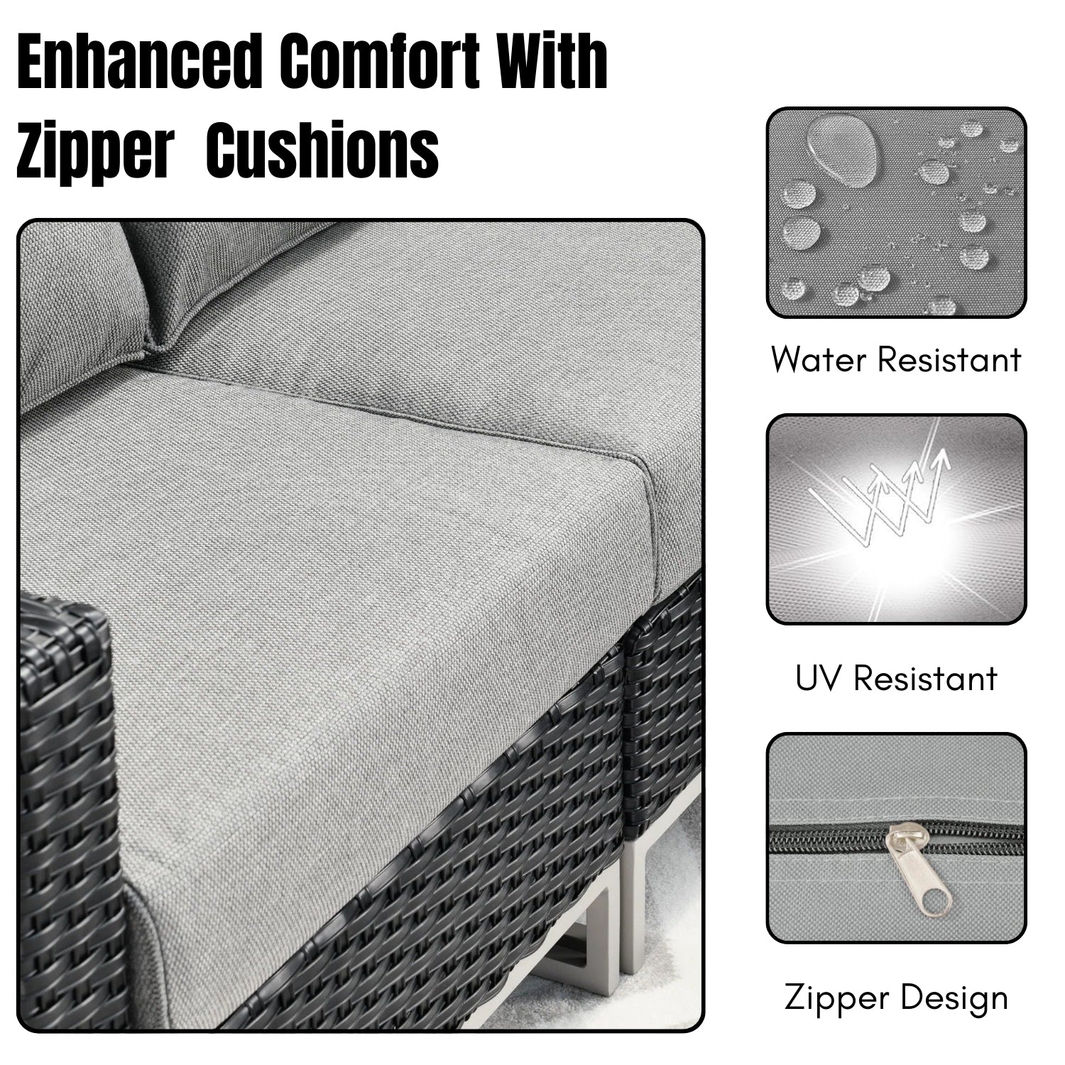 Outdoor Rattan Wicker 7-Seater Sofa Set - Image 7