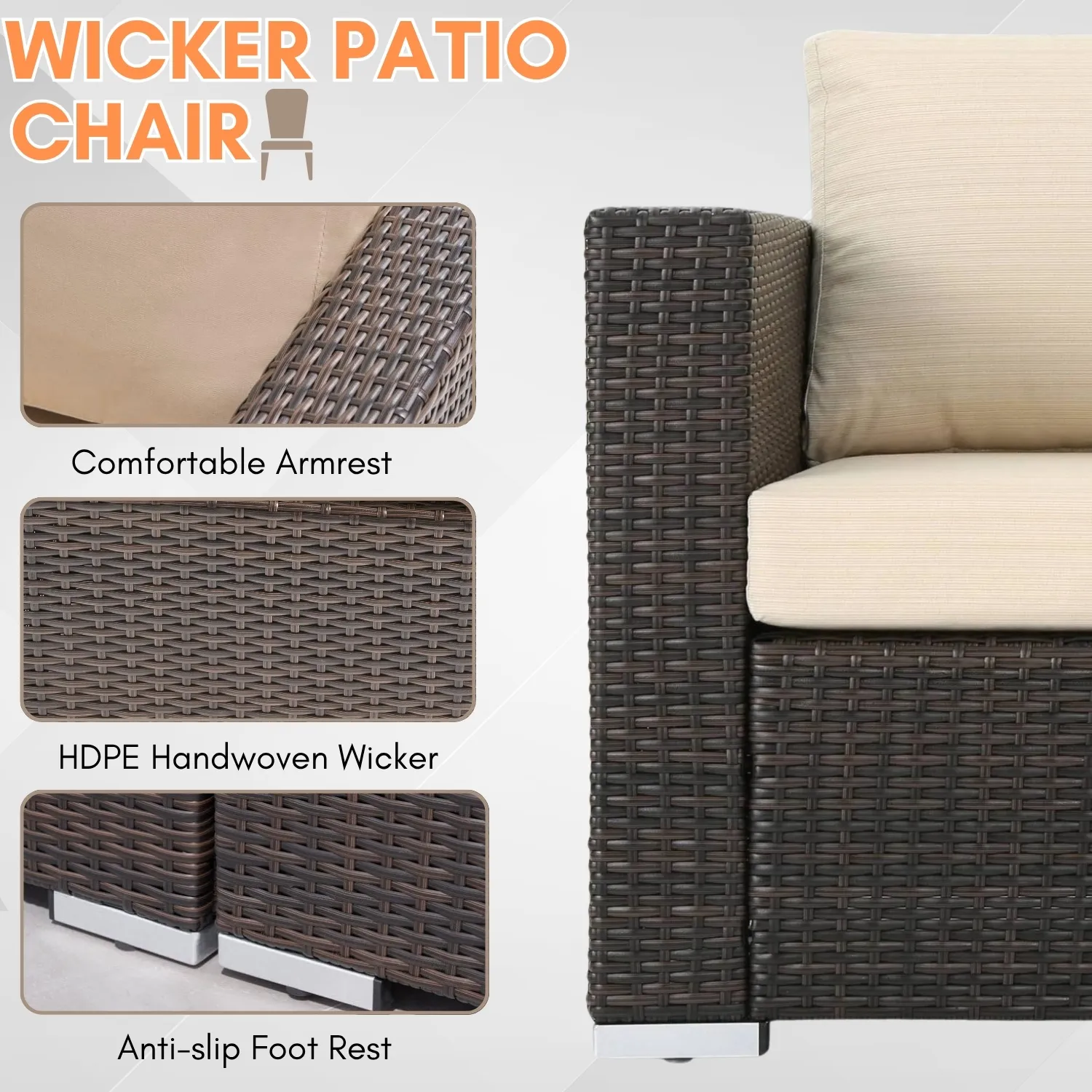 Outdoor Rattan Wicker 8-Seater Sofa Set - Image 5