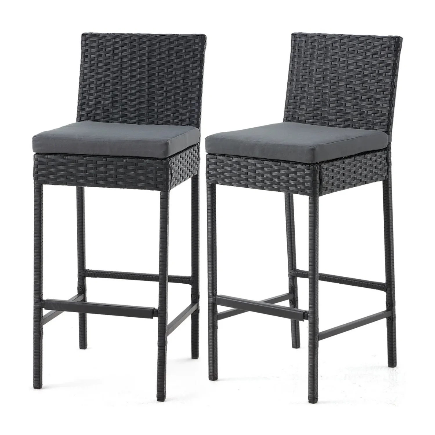 Outdoor Rattan Wicker Bar Chairs Set of 2 - Image 3